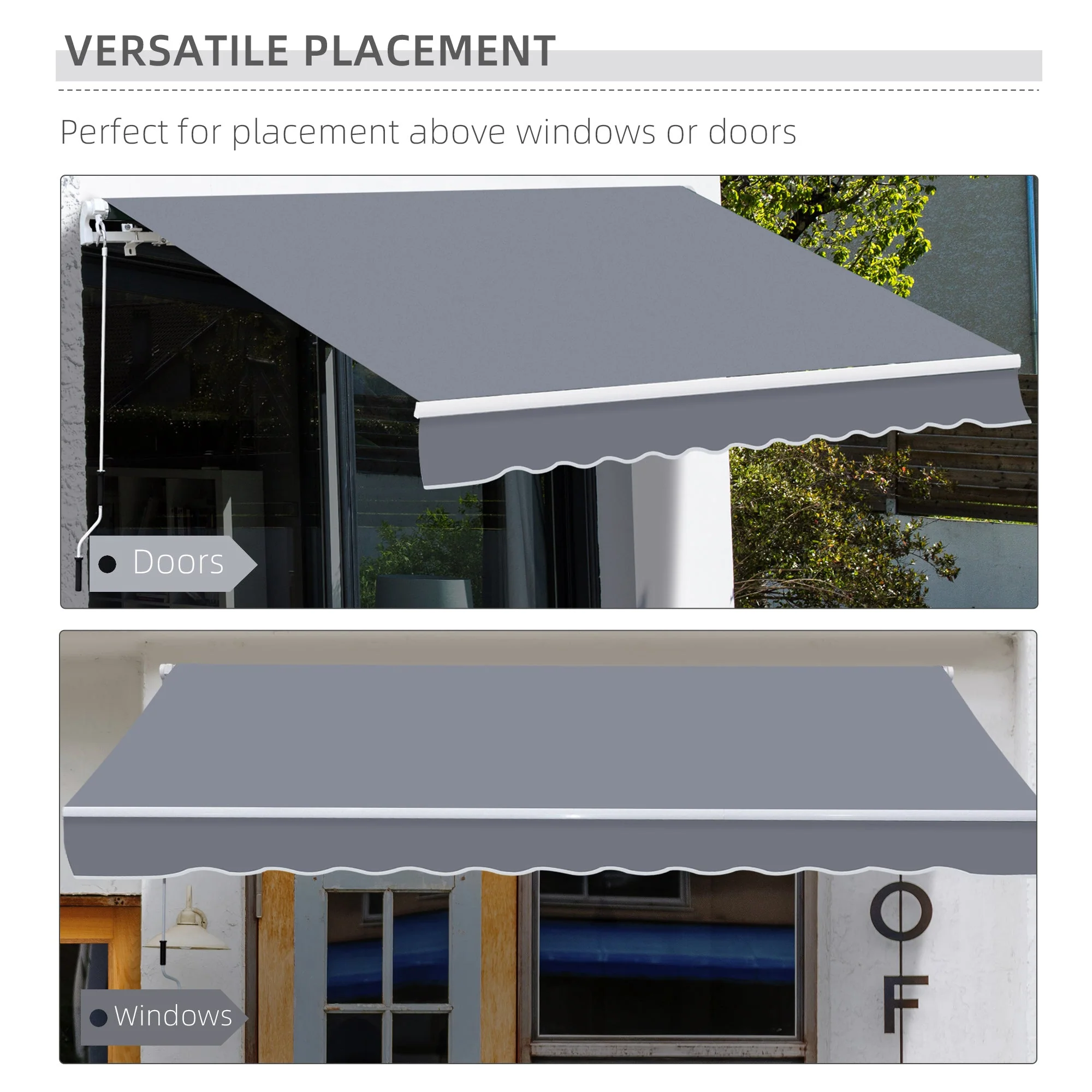 Outsunny Manual Retractable Awning Size (4M X3M)-Grey - Image 5