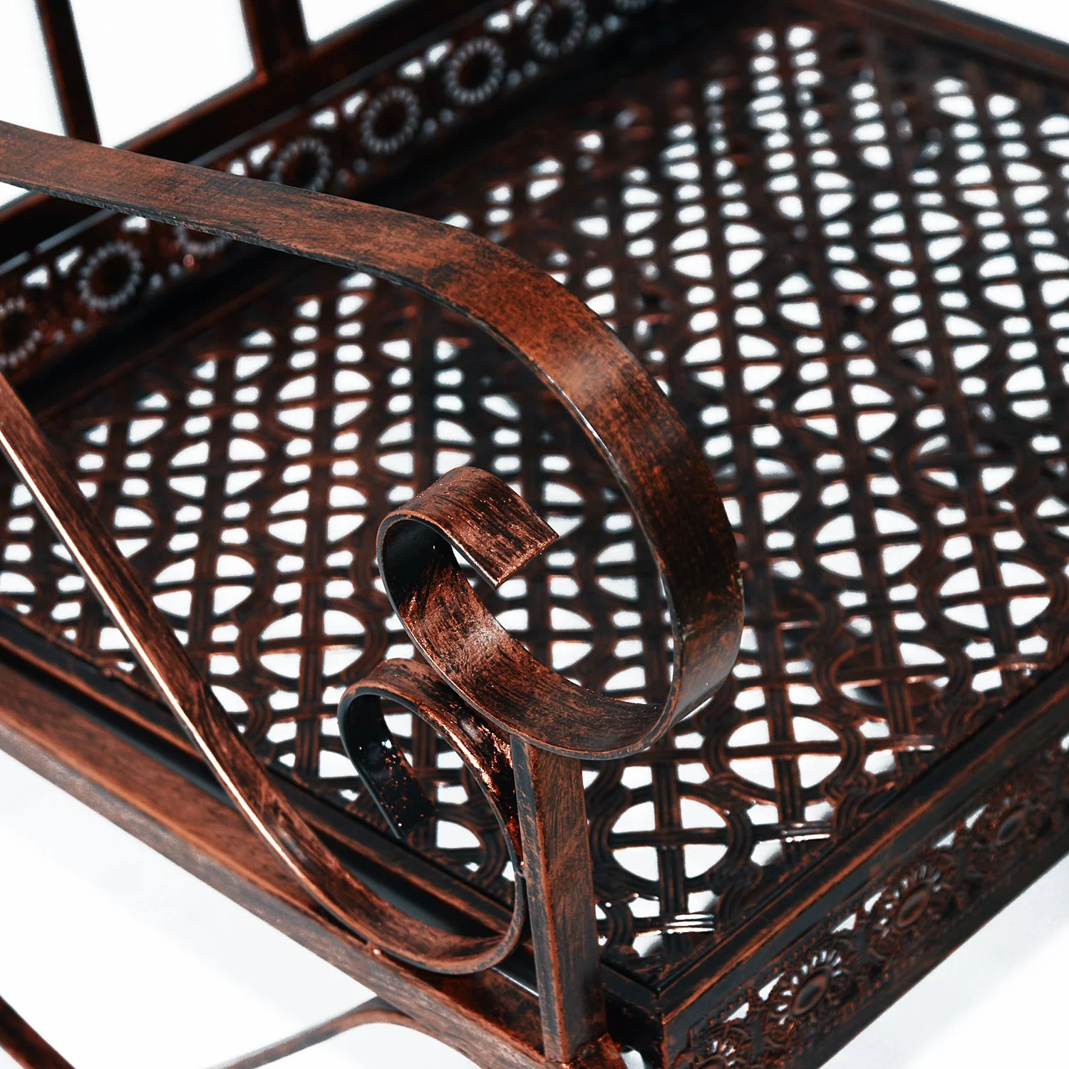 Outsunny Metal Single Chair 1 Seater Garden Outdoor Rocking Chair Vintage Style Bronze - Image 7