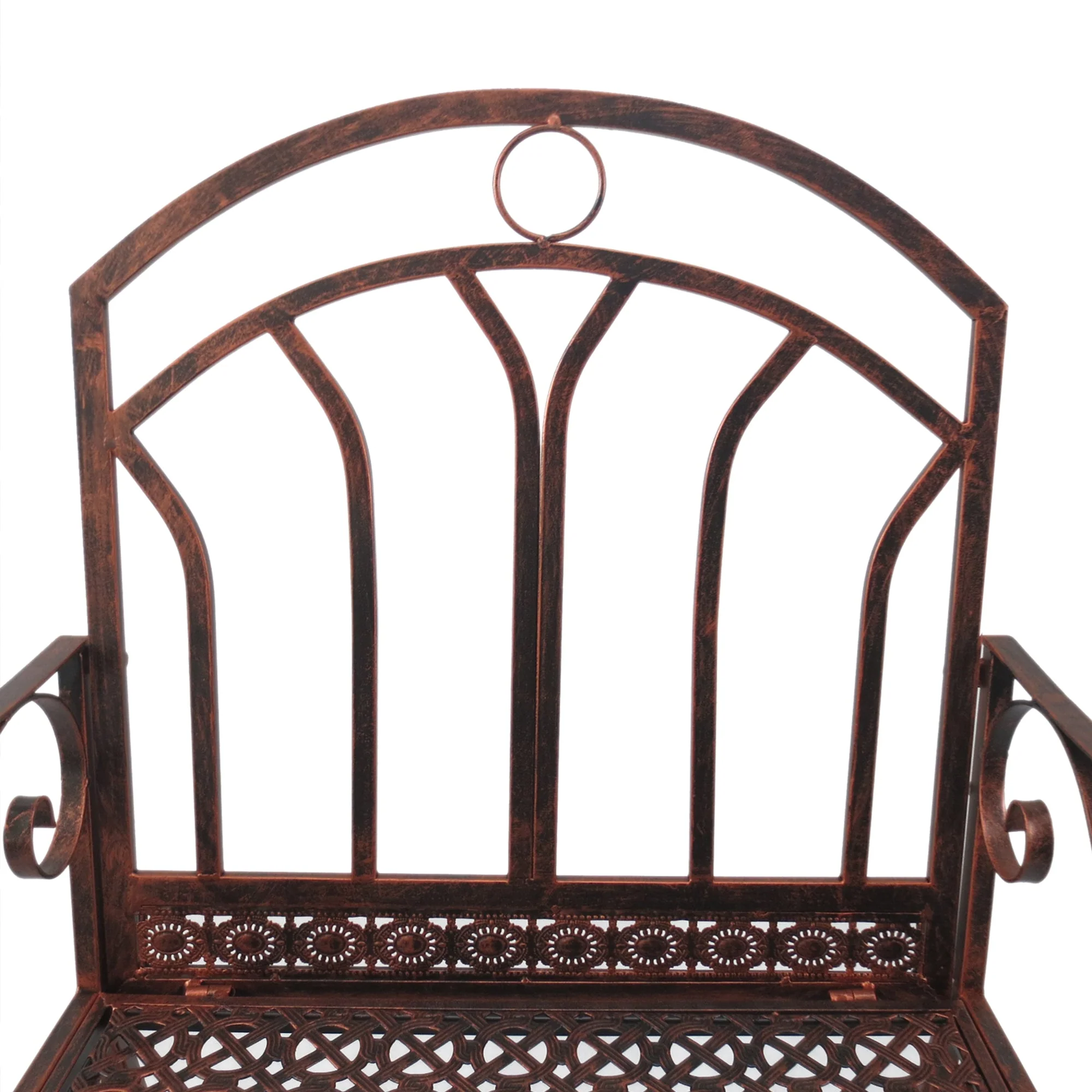 Outsunny Metal Single Chair 1 Seater Garden Outdoor Rocking Chair Vintage Style Bronze - Image 8