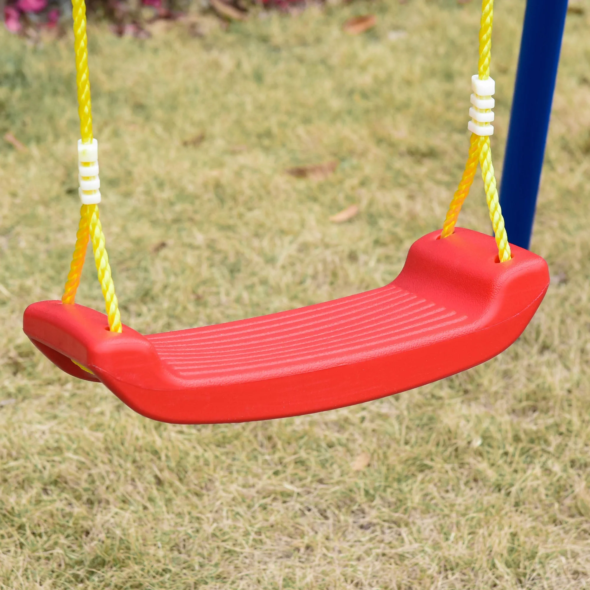 Outsunny Metal Swing Set With Adjustable Rope Heavy Duty A-Frame Stand Outdoor Playset - Image 7