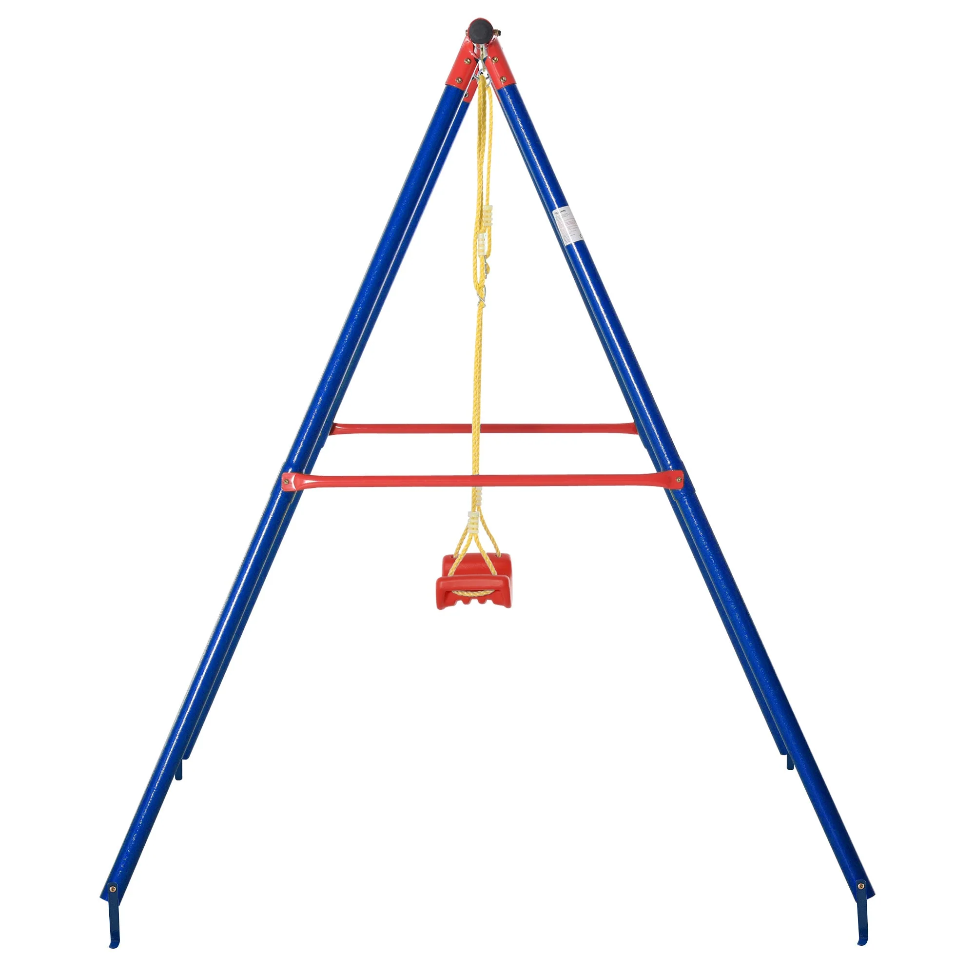 Outsunny Metal Swing Set With Adjustable Rope Heavy Duty A-Frame Stand Outdoor Playset - Image 8