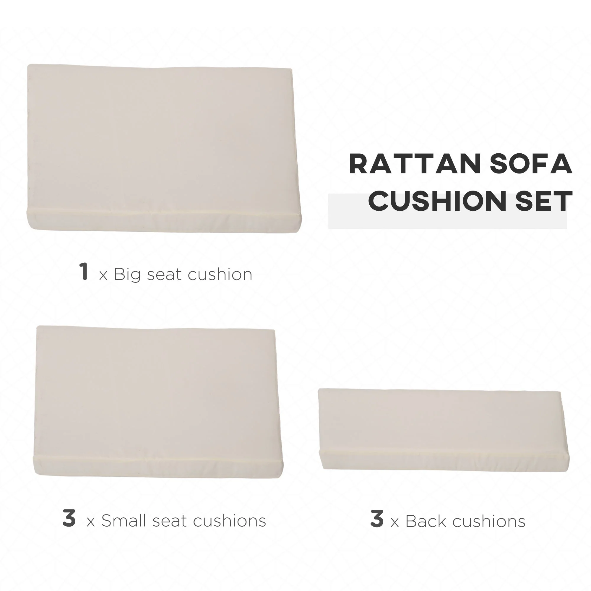 Outsunny Outdoor Cushion Pad Set For Rattan Furniture - Image 7