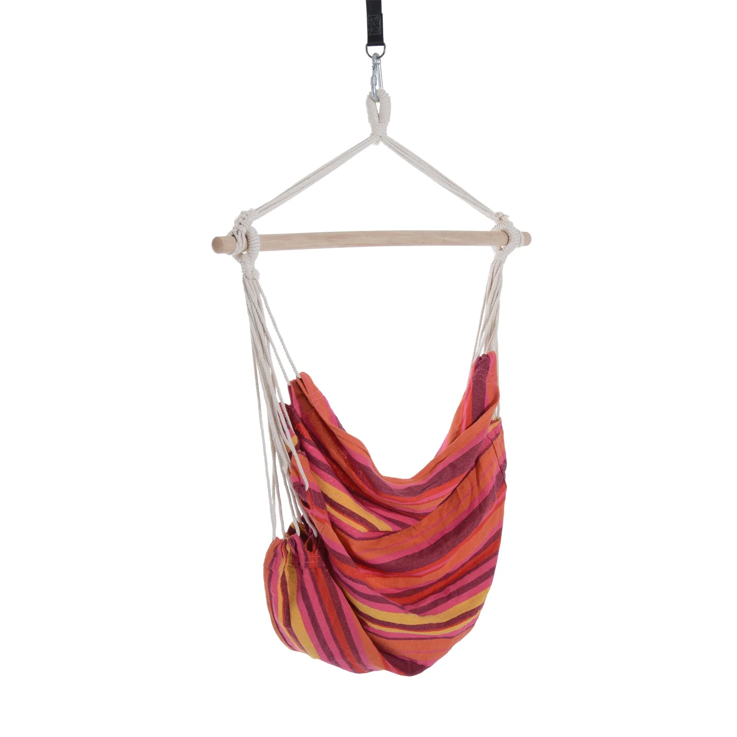 Outdoor Hammock Hanging Rope Chair Garden Yard Patio Swing Seat Wooden With High Quality Cotton Cloth And Ropes Red - Image 7