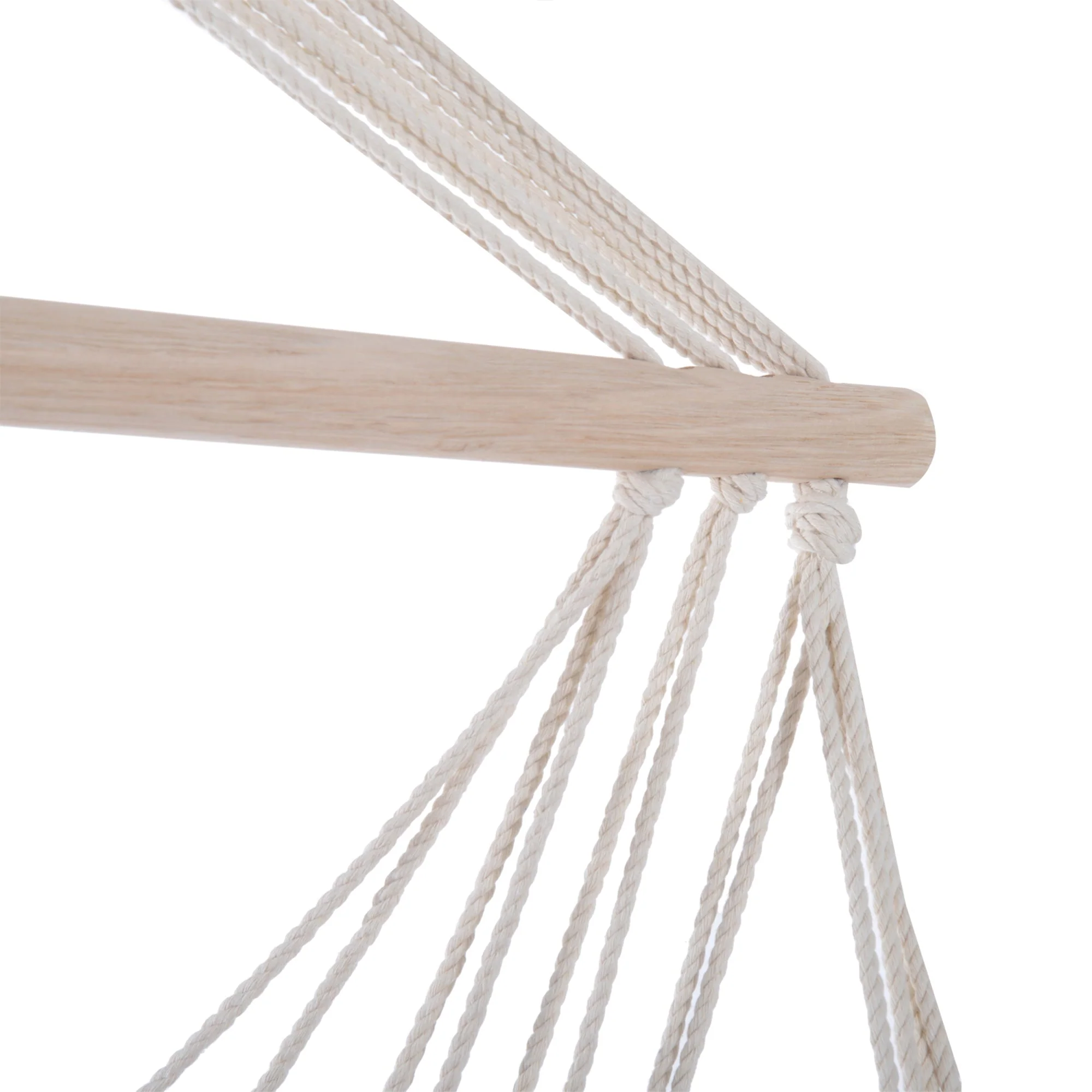Outsunny Outdoor Hammock Hanging Rope Chair Garden Yard Patio Swing Seat Wooden With Footrest Armrest Cotton Cloth (Red) - Image 8
