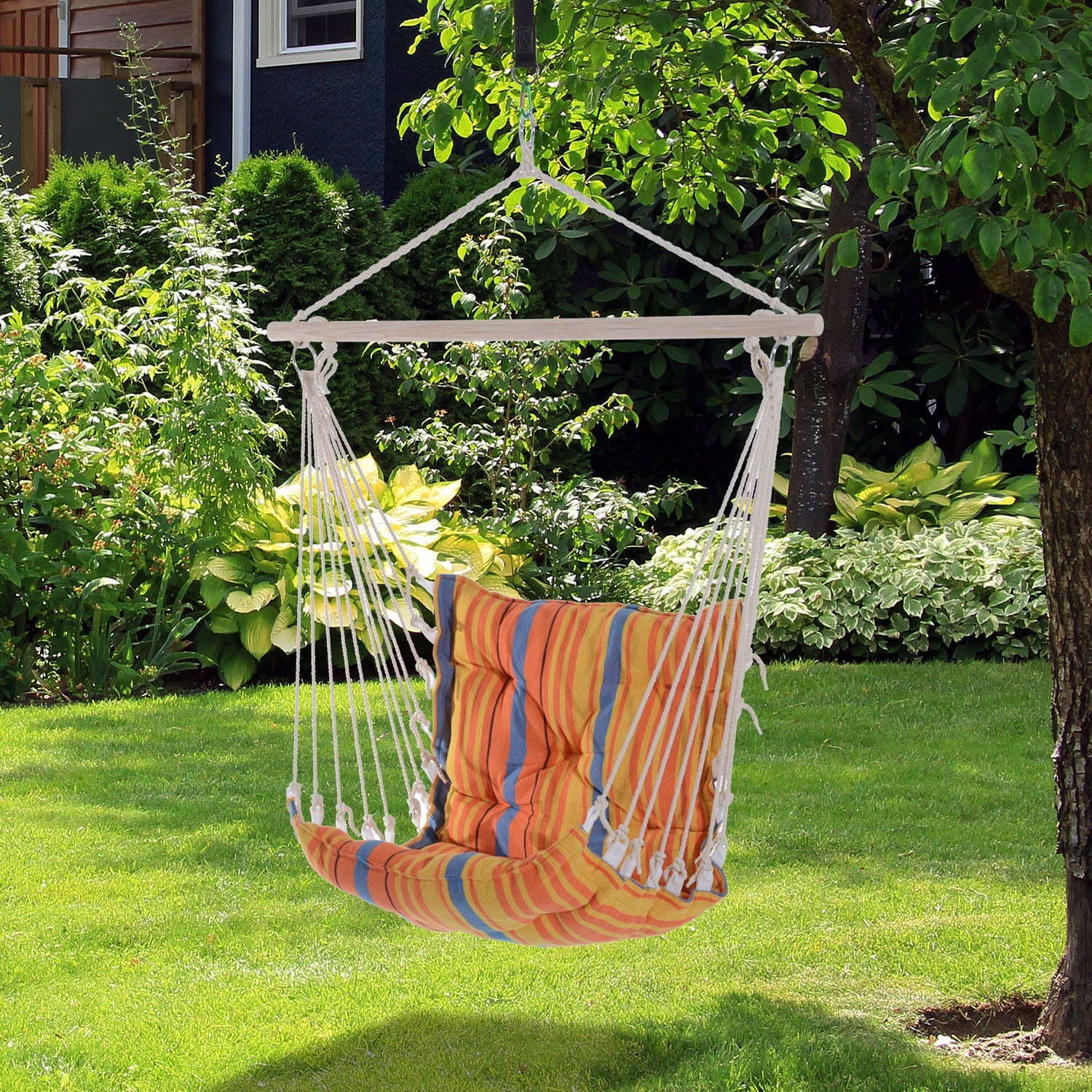 Outsunny Outdoor Hanging Rope Chair With Soft Padded Seat & Backrest - Image 2