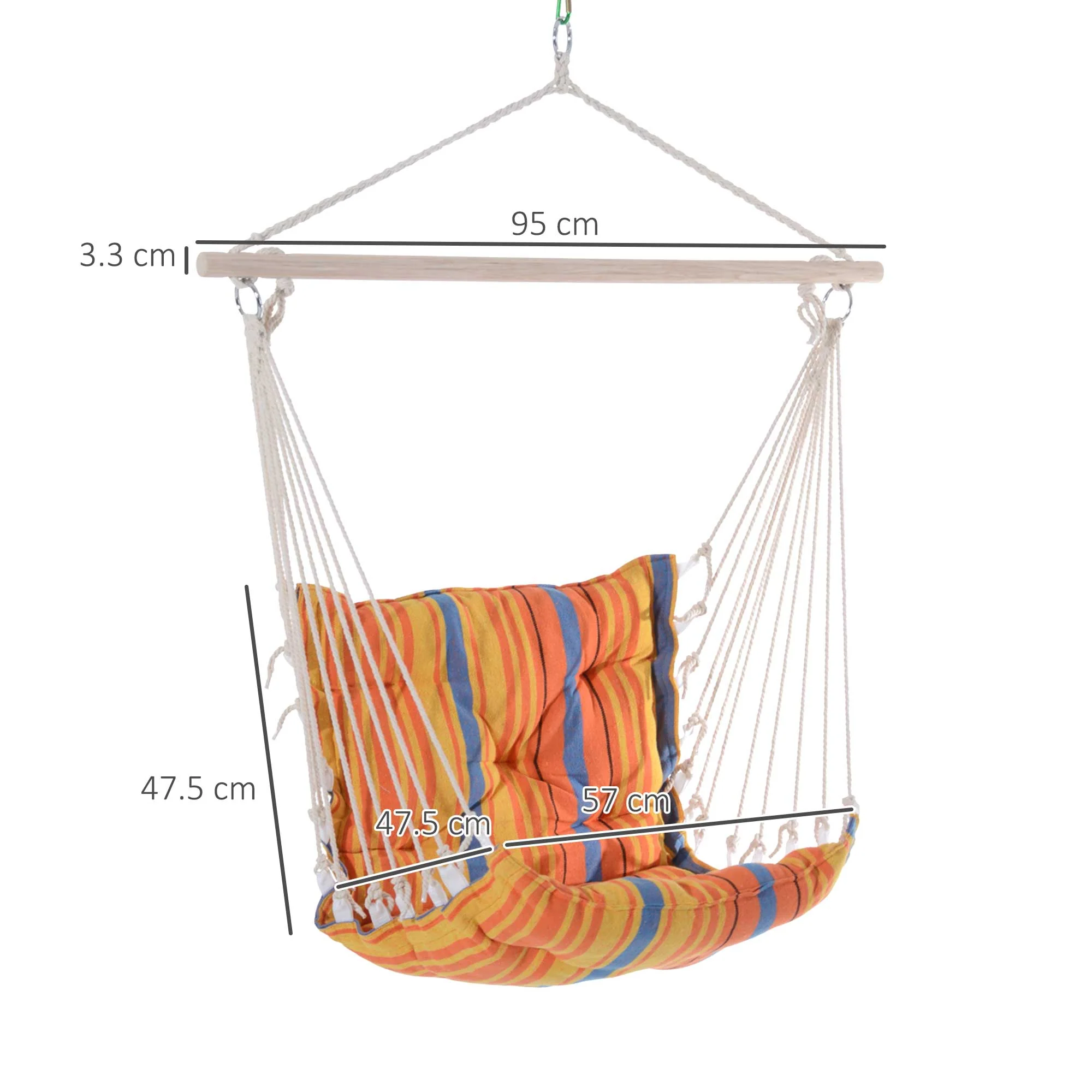 Outsunny Outdoor Hanging Rope Chair With Soft Padded Seat & Backrest - Image 3
