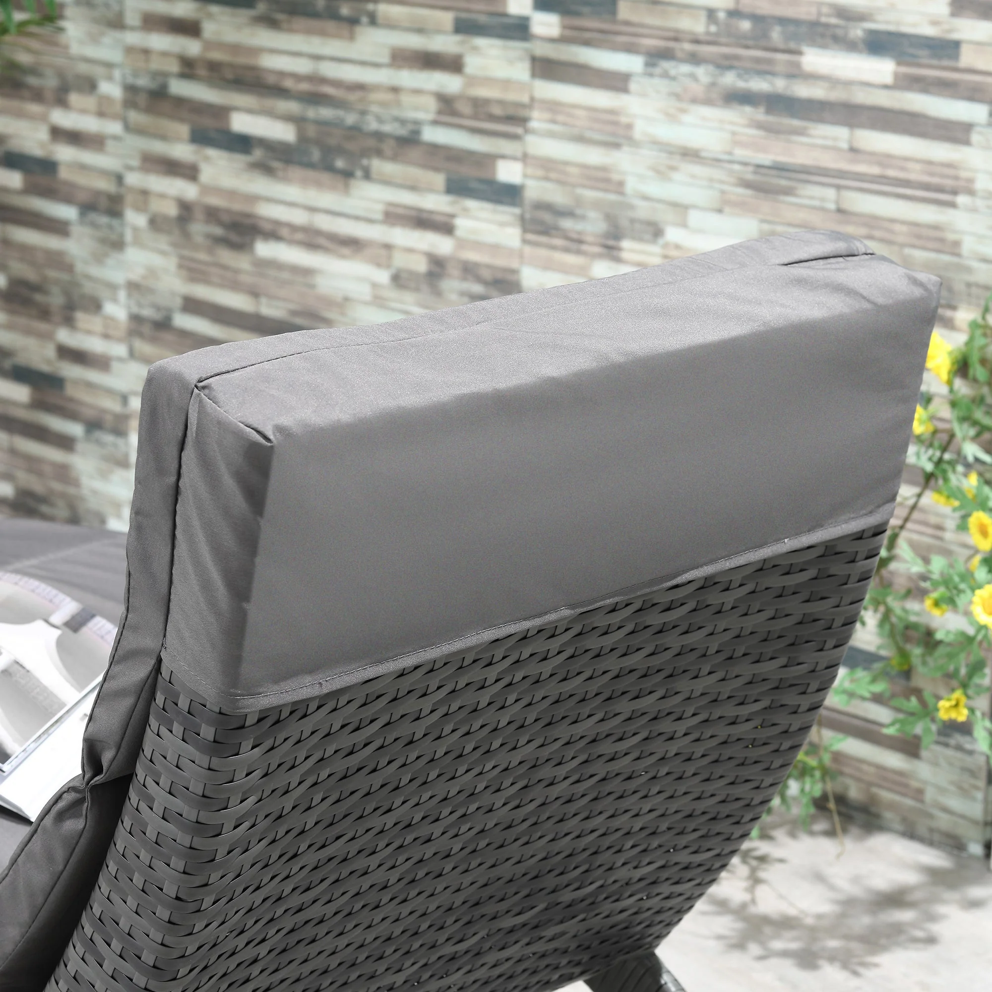 Outsunny Outdoor PE Rattan Sun Lounger - Image 7