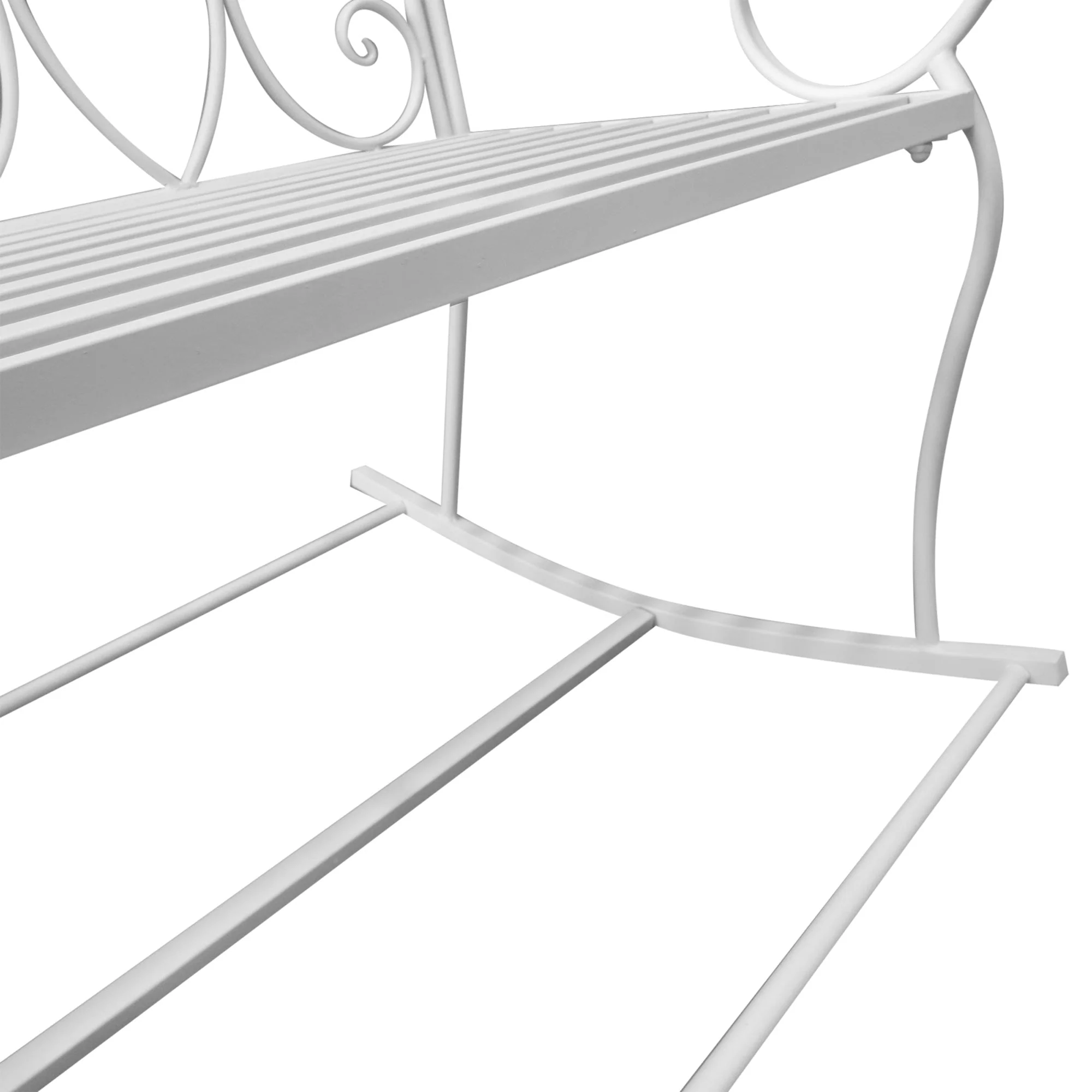 Patio 2 Seater Rocking Bench Steel Garden Outdoor Garden Loveseat Chair With Decorative Backrest White - Image 7