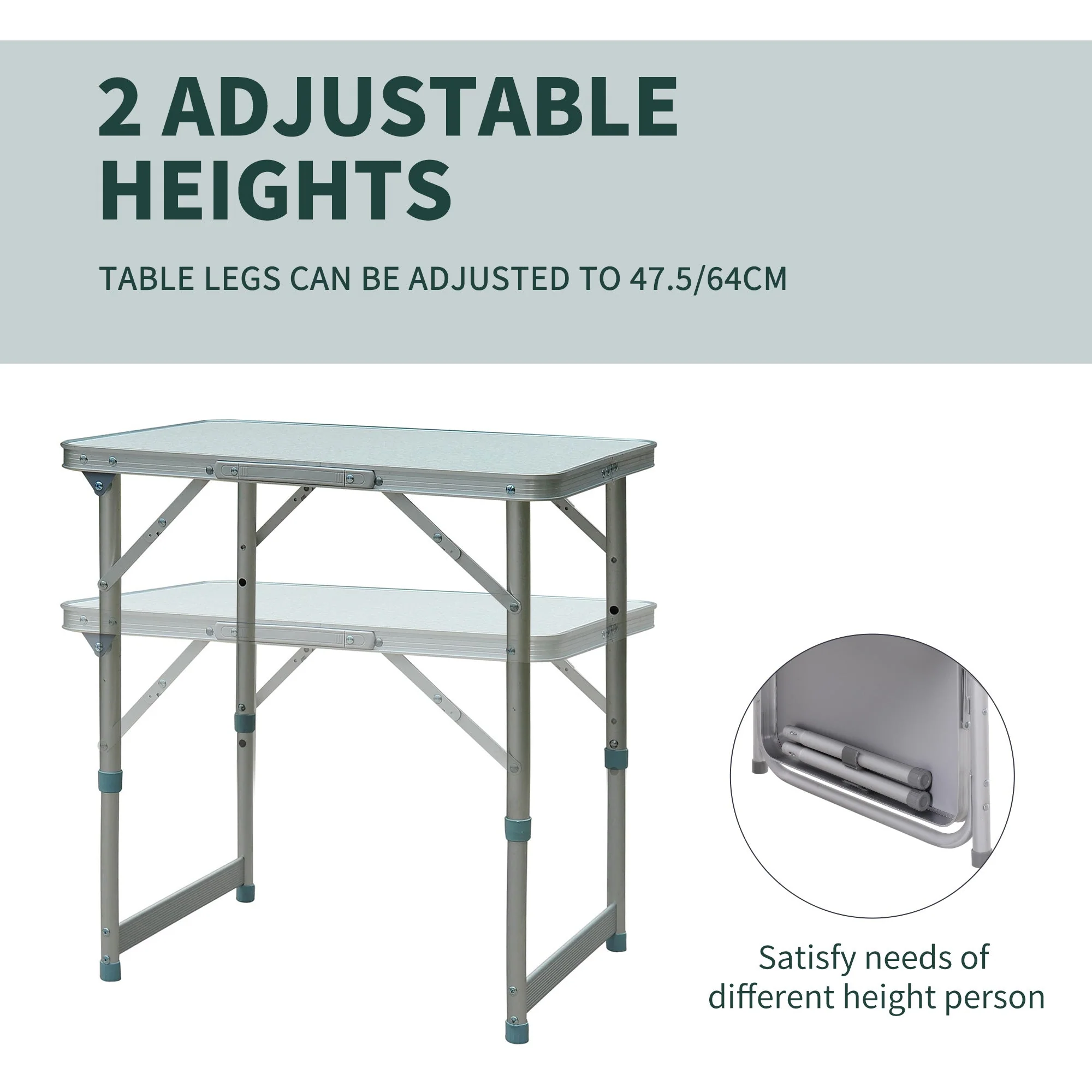 Outsunny Patio Foldable Picnic Table-Silver - Image 4
