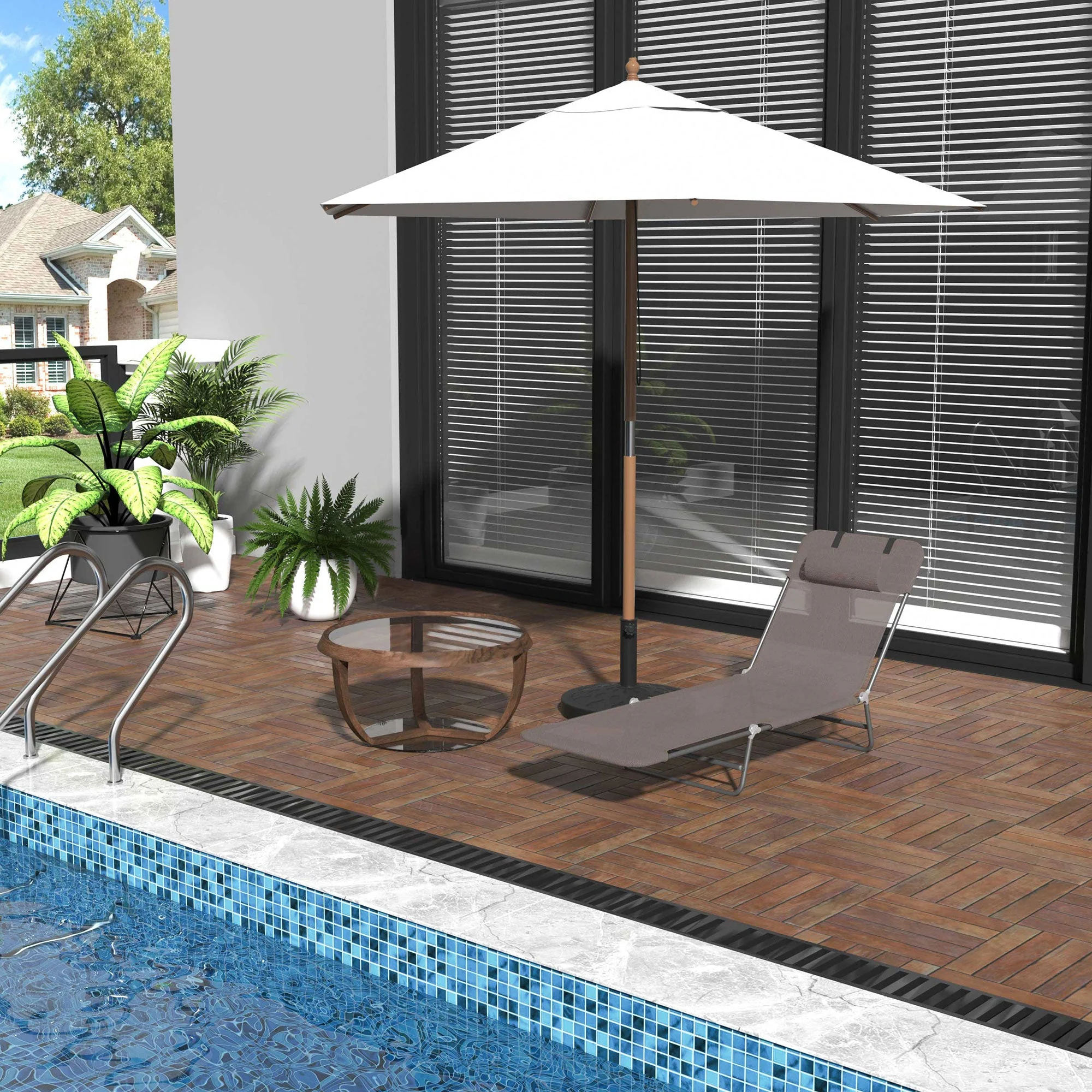 Outsunny Patio Foldable Sun Lounger - Image 2