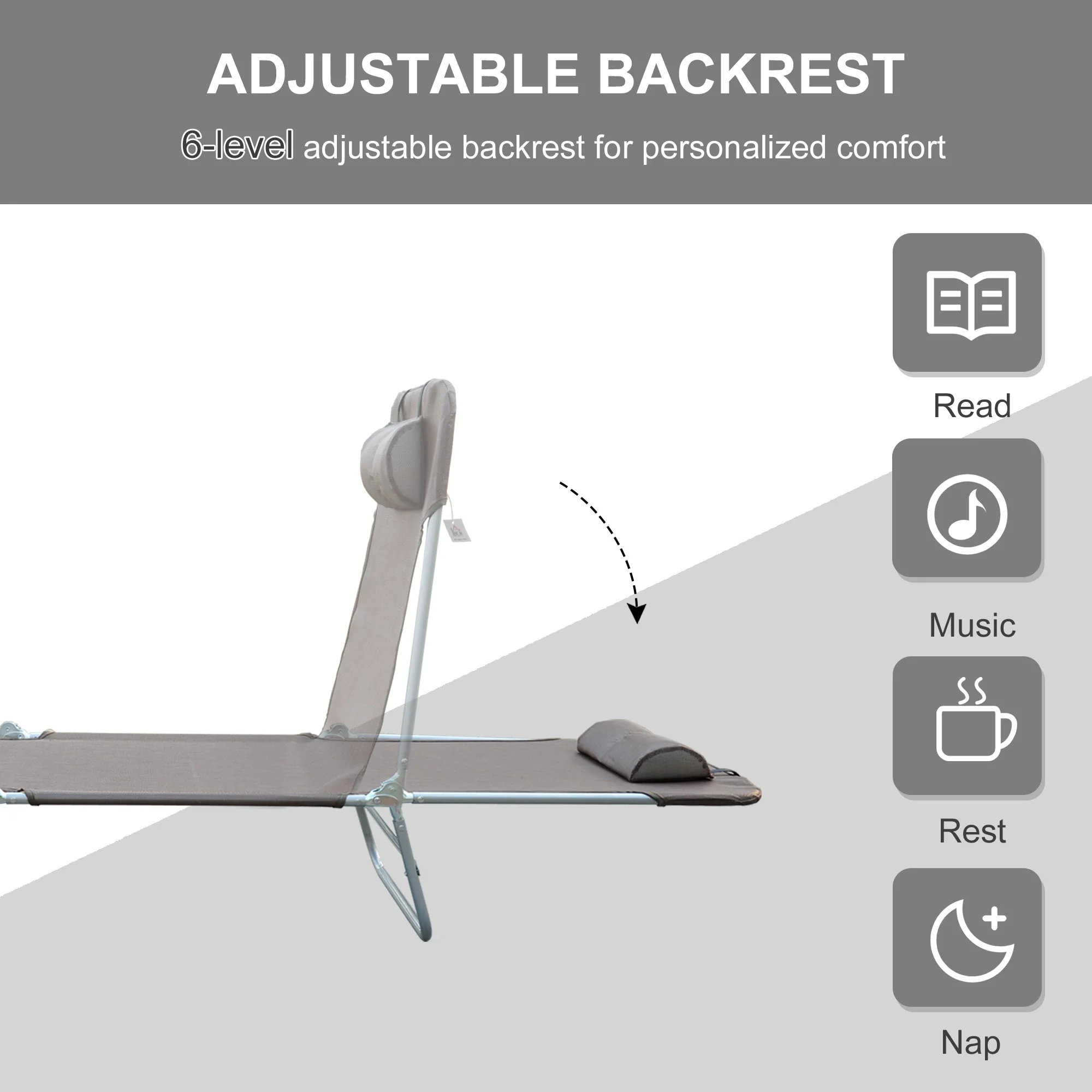 Outsunny Patio Foldable Sun Lounger - Image 4