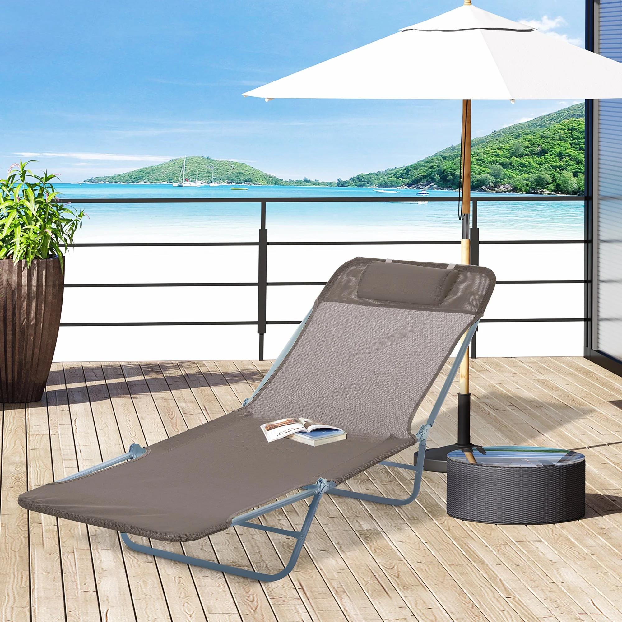 Outsunny Patio Foldable Sun Lounger - Image 7