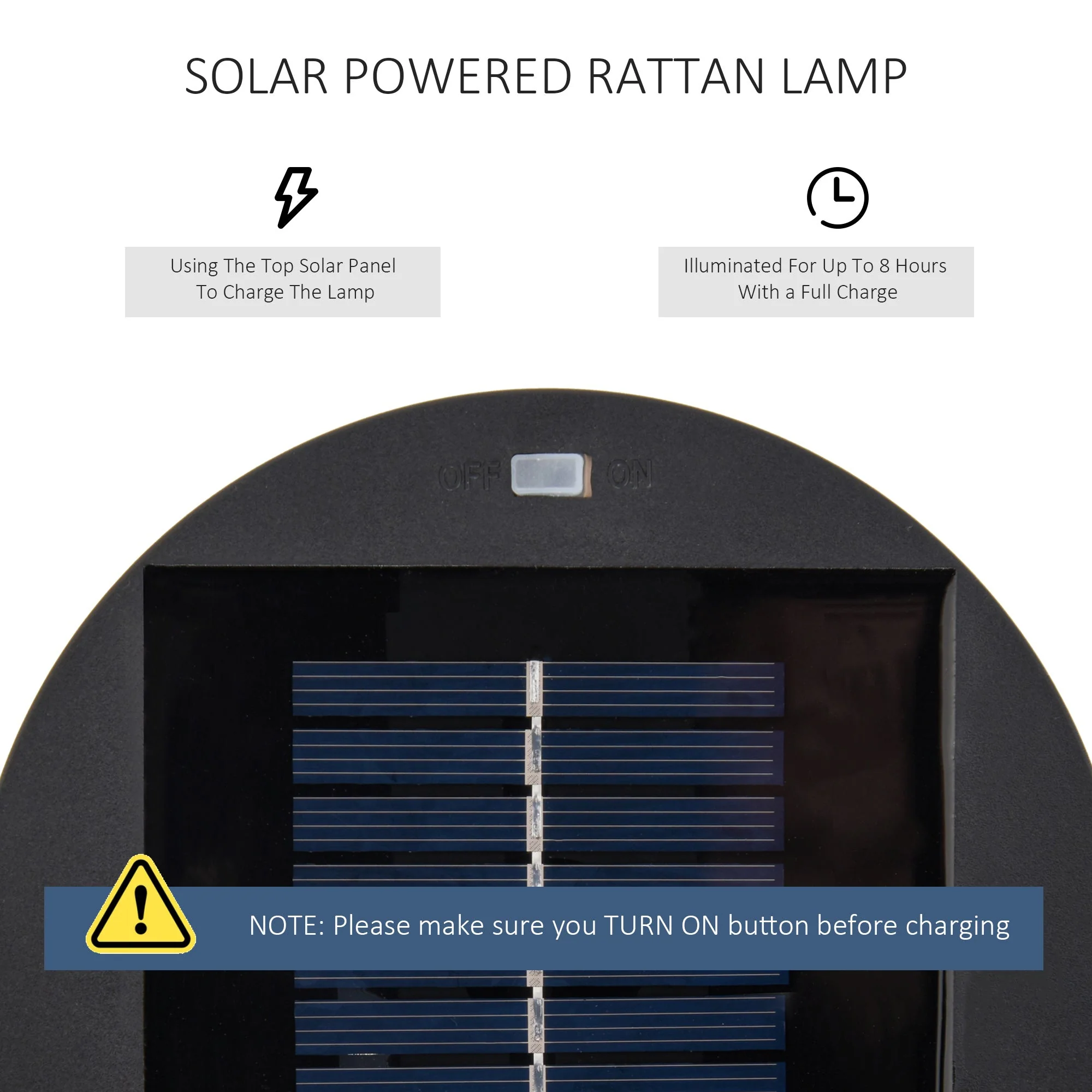 Outsunny Patio Garden Solar Powered Lights Woven Resin Wicker Lantern Auto On/Off - Image 5
