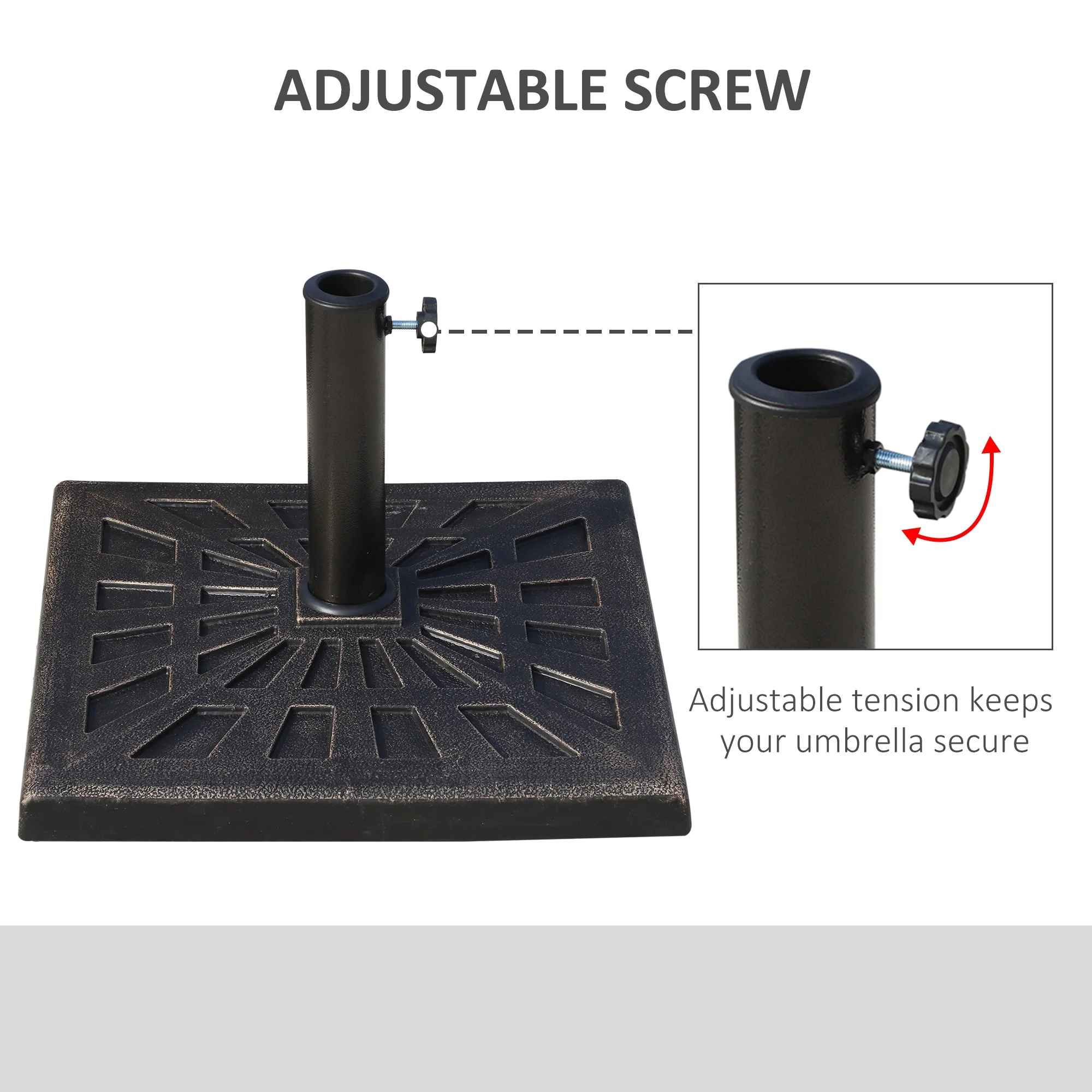 Outsunny Patio Umbrella Stand Parasol Base 15KG Square Bronze - Image 3