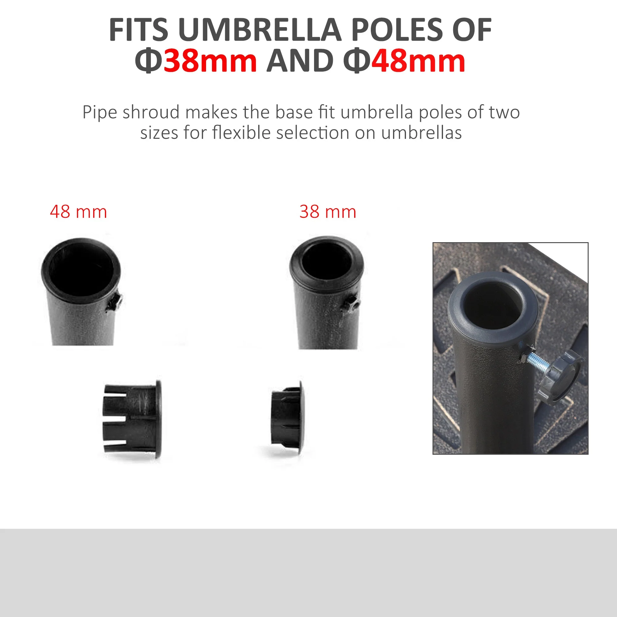 Outsunny Patio Umbrella Stand Parasol Base 15KG Square Bronze - Image 4