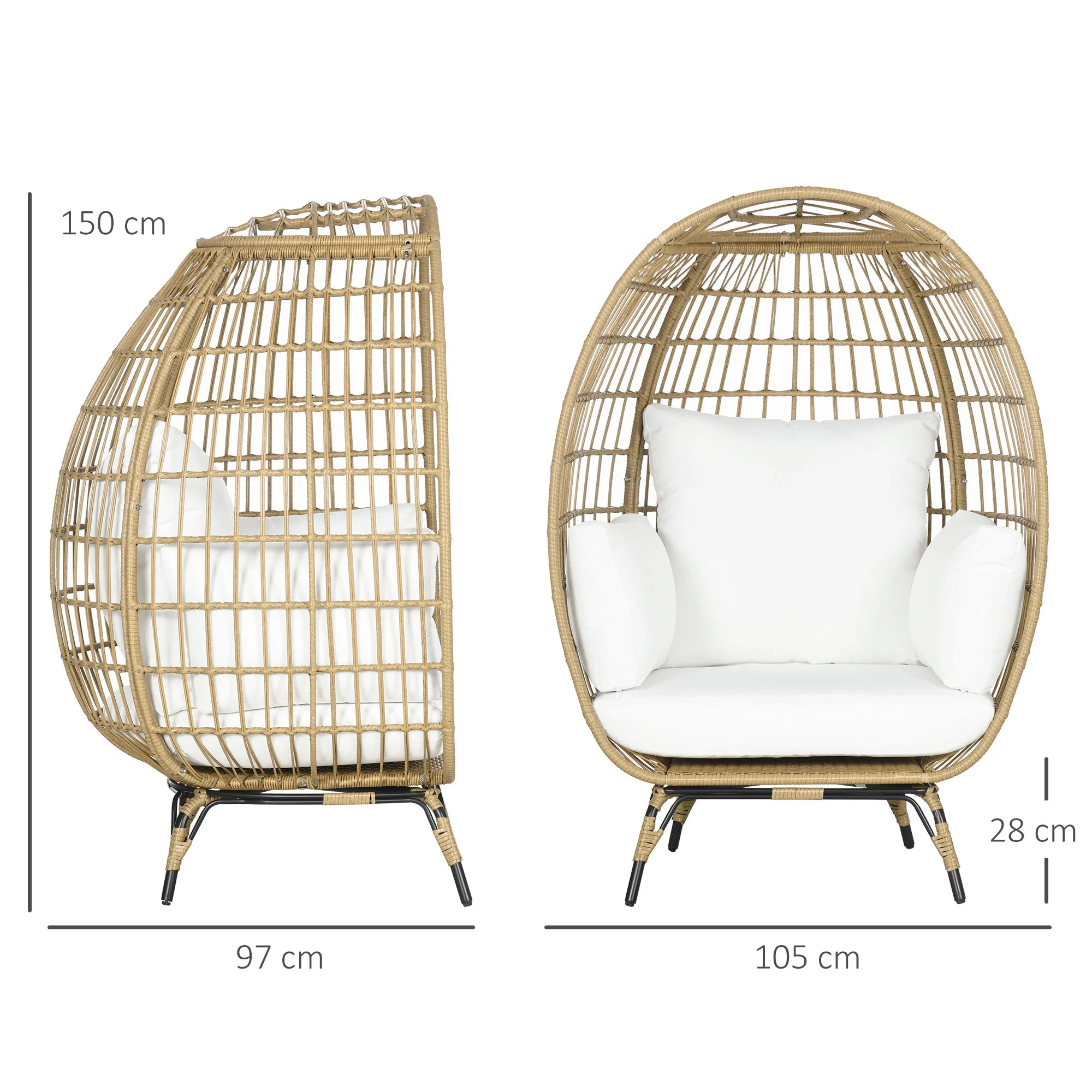 Outsunny PE Rattan Outdoor Egg Chair - Image 3