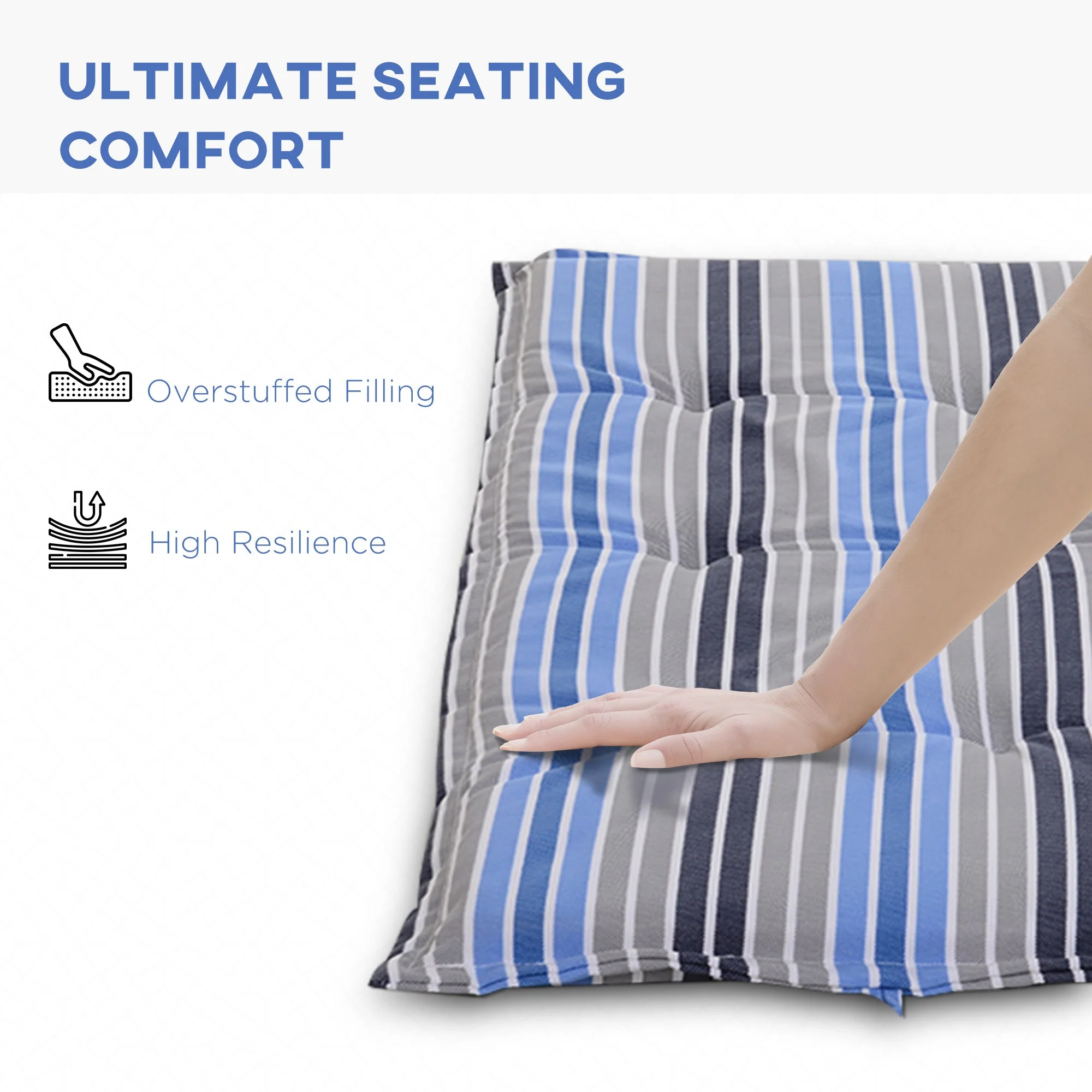 Outsunny Polyester Set Of 2 Swing Chair Cushion Blue Stripes - Image 5