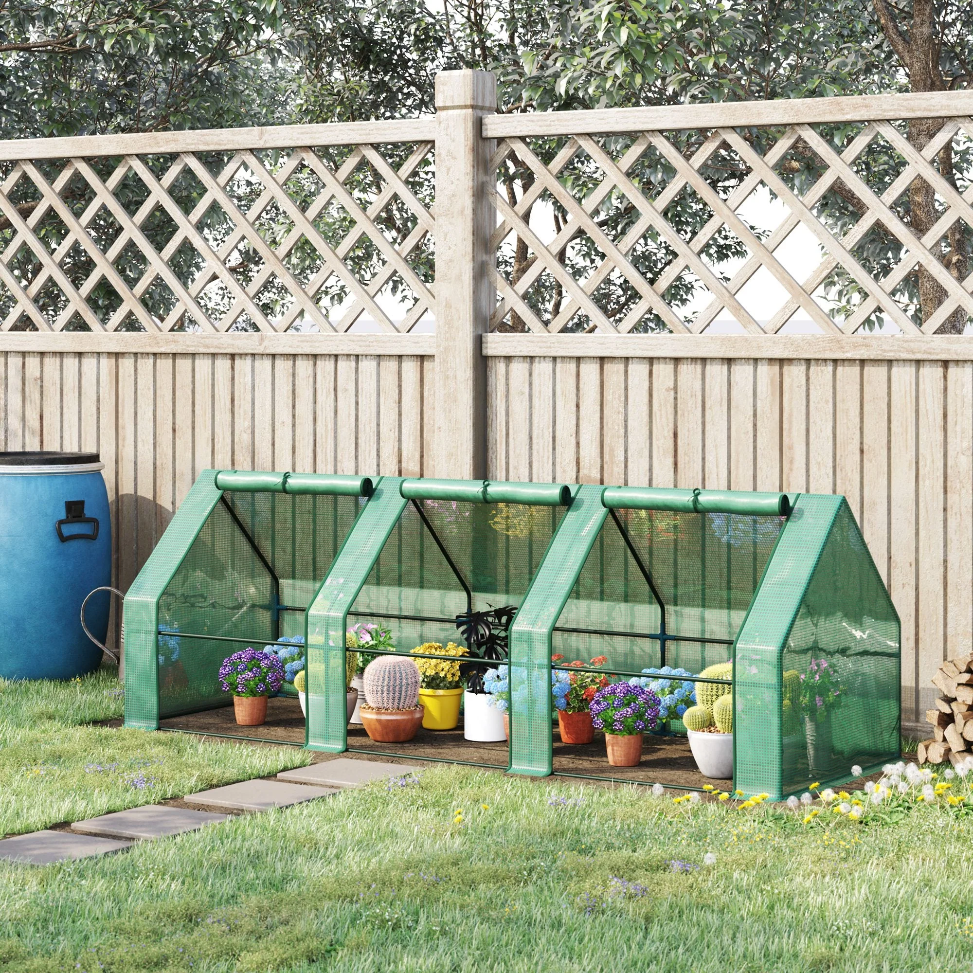 Outsunny Polytunnel Greenhouse Steel Frame Xs Size - Image 2
