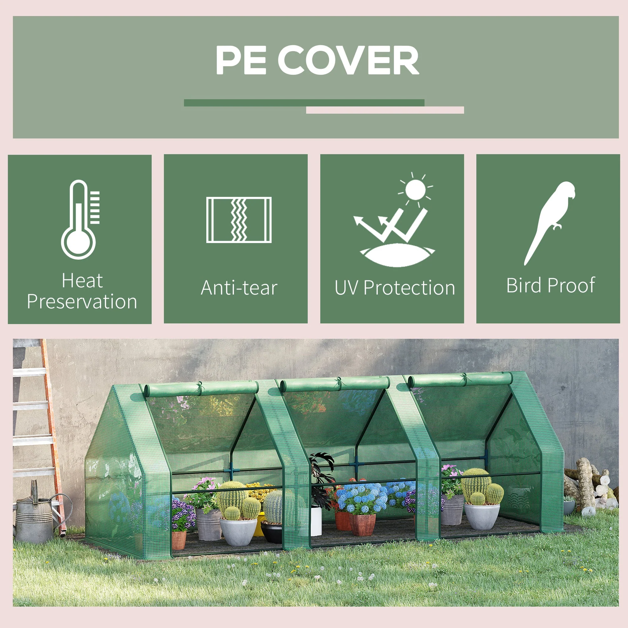 Outsunny Polytunnel Greenhouse Steel Frame Xs Size - Image 4
