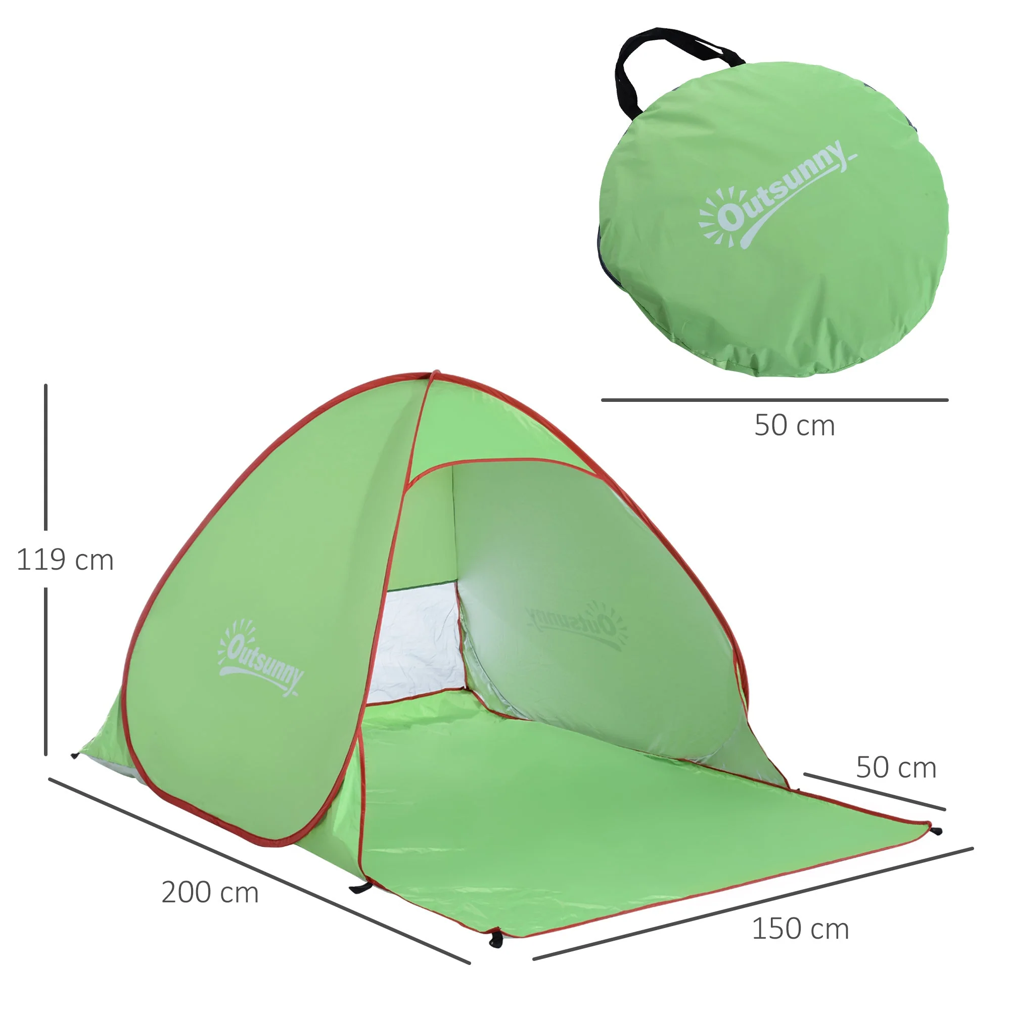 Outsunny Pop Up Tent Beach Fishing Camping Uv Protection Patio Sun Shade Shelter - Image 3