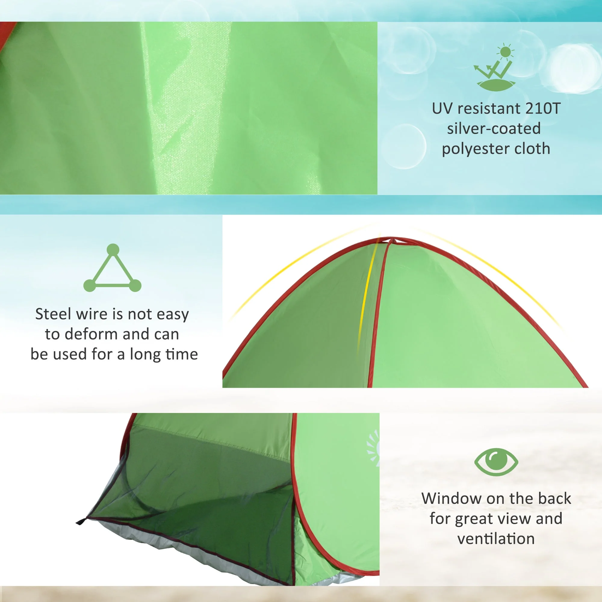 Outsunny Pop Up Tent Beach Fishing Camping Uv Protection Patio Sun Shade Shelter - Image 6