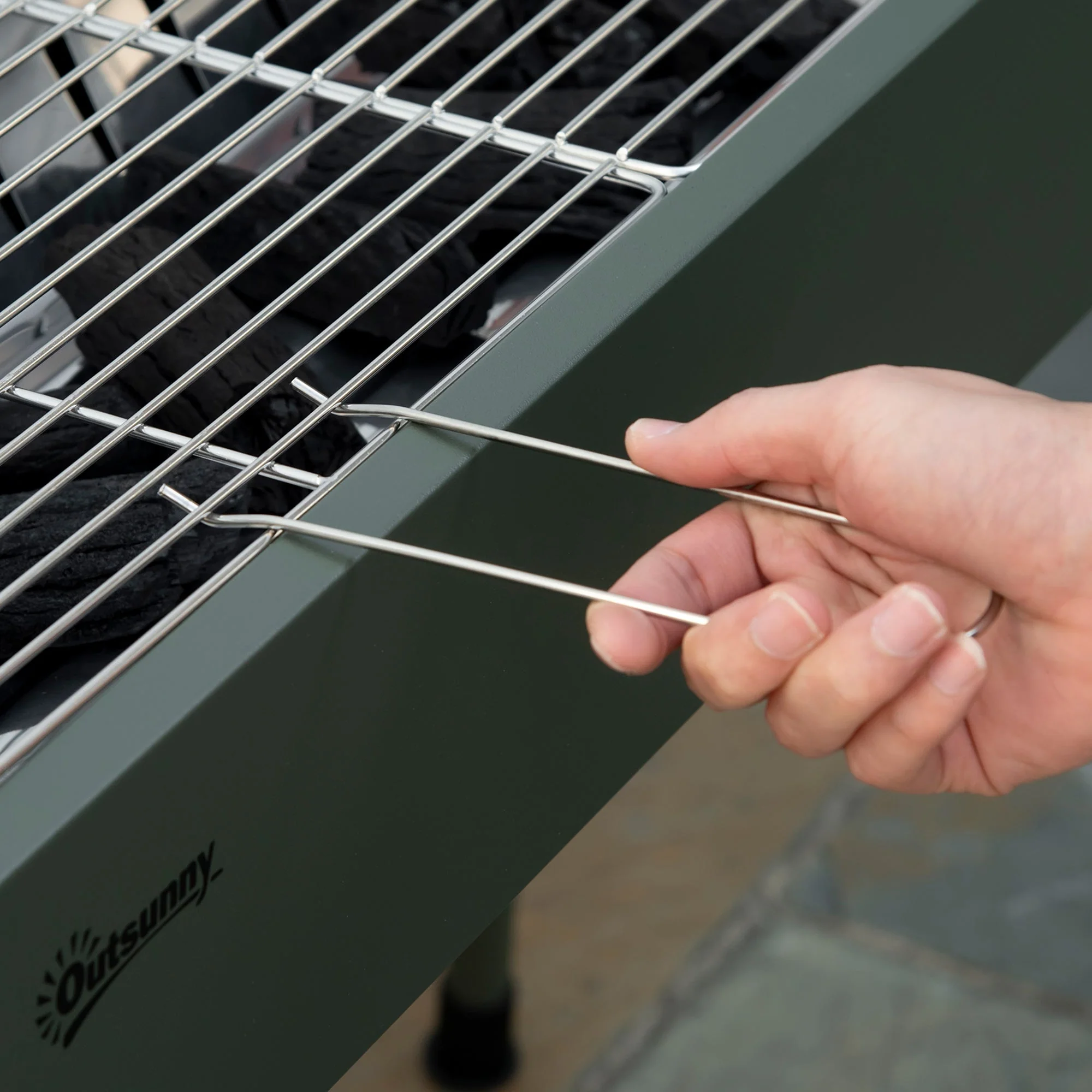 Outsunny Portable Charcoal Barbecue BBQ Grill with Seasoning Baskets and Hooks - Image 9