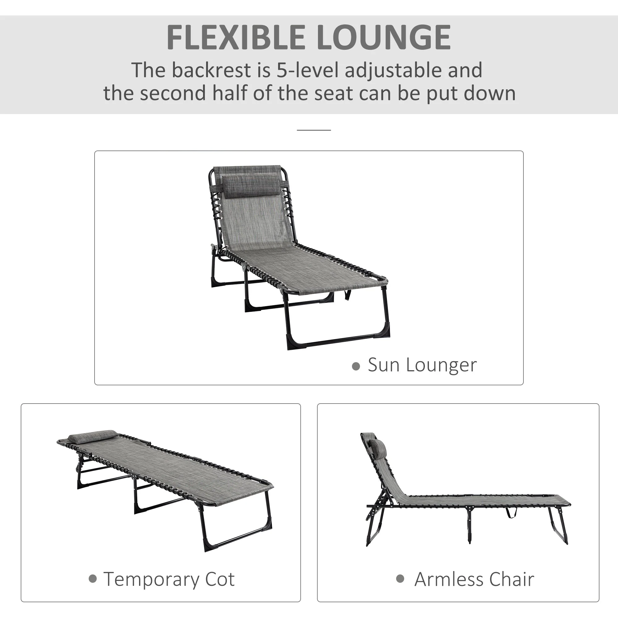 Outsunny Portable Sun Lounger - Image 3