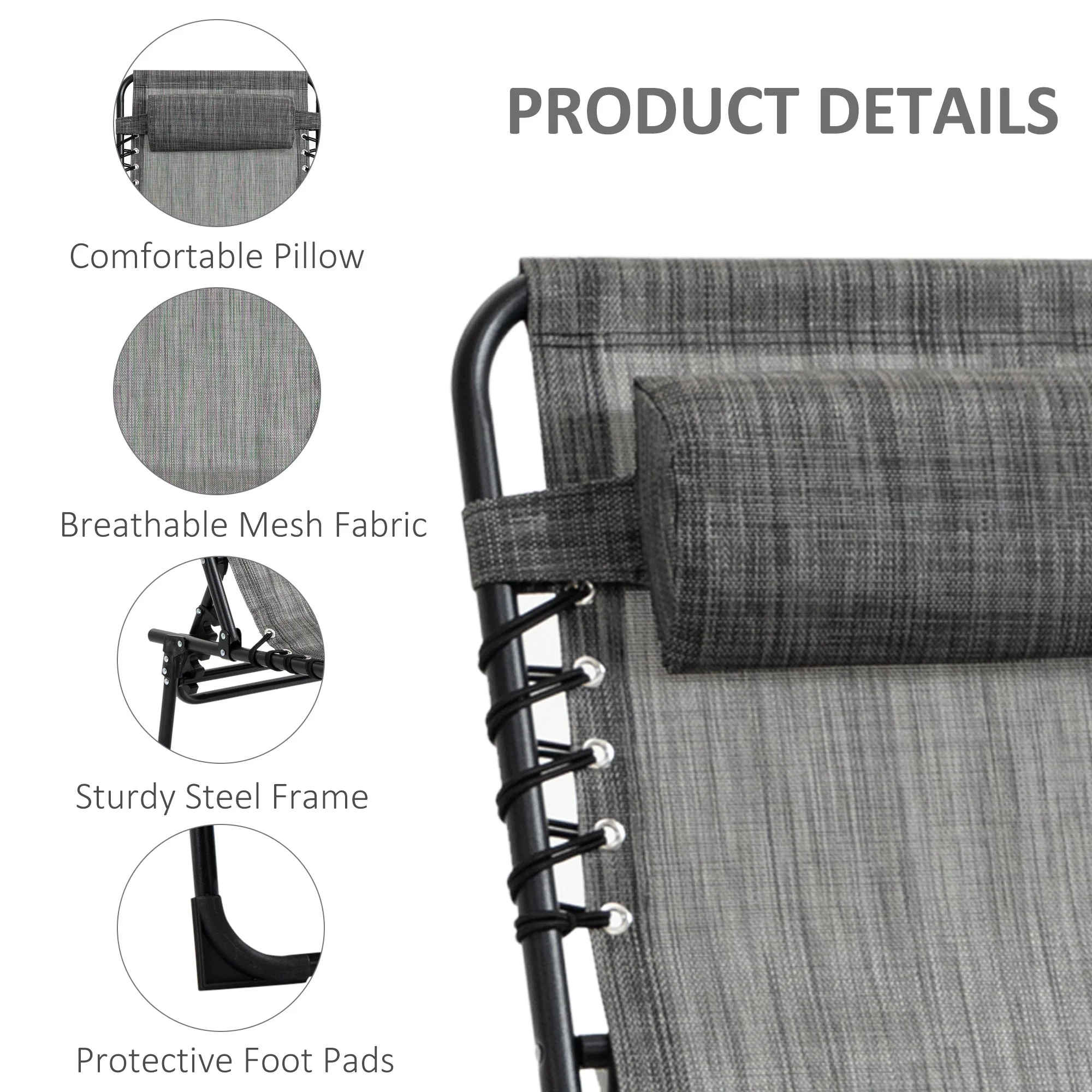 Outsunny Portable Sun Lounger - Image 4