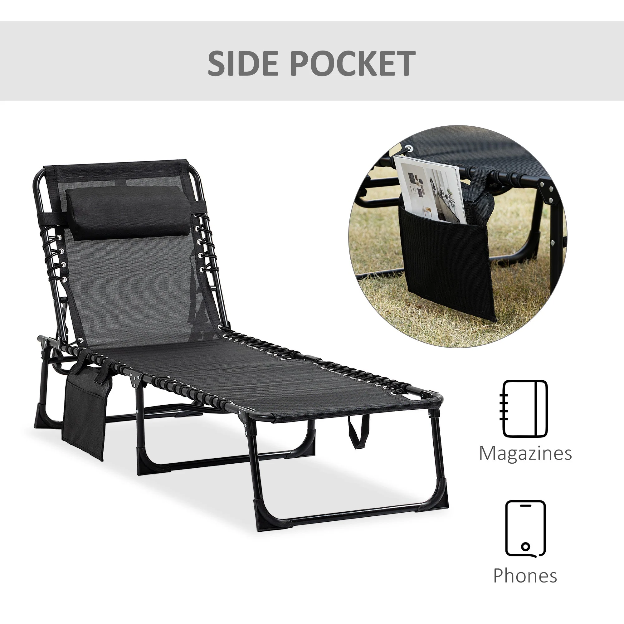 Outsunny Portable Sun Lounger - Image 6