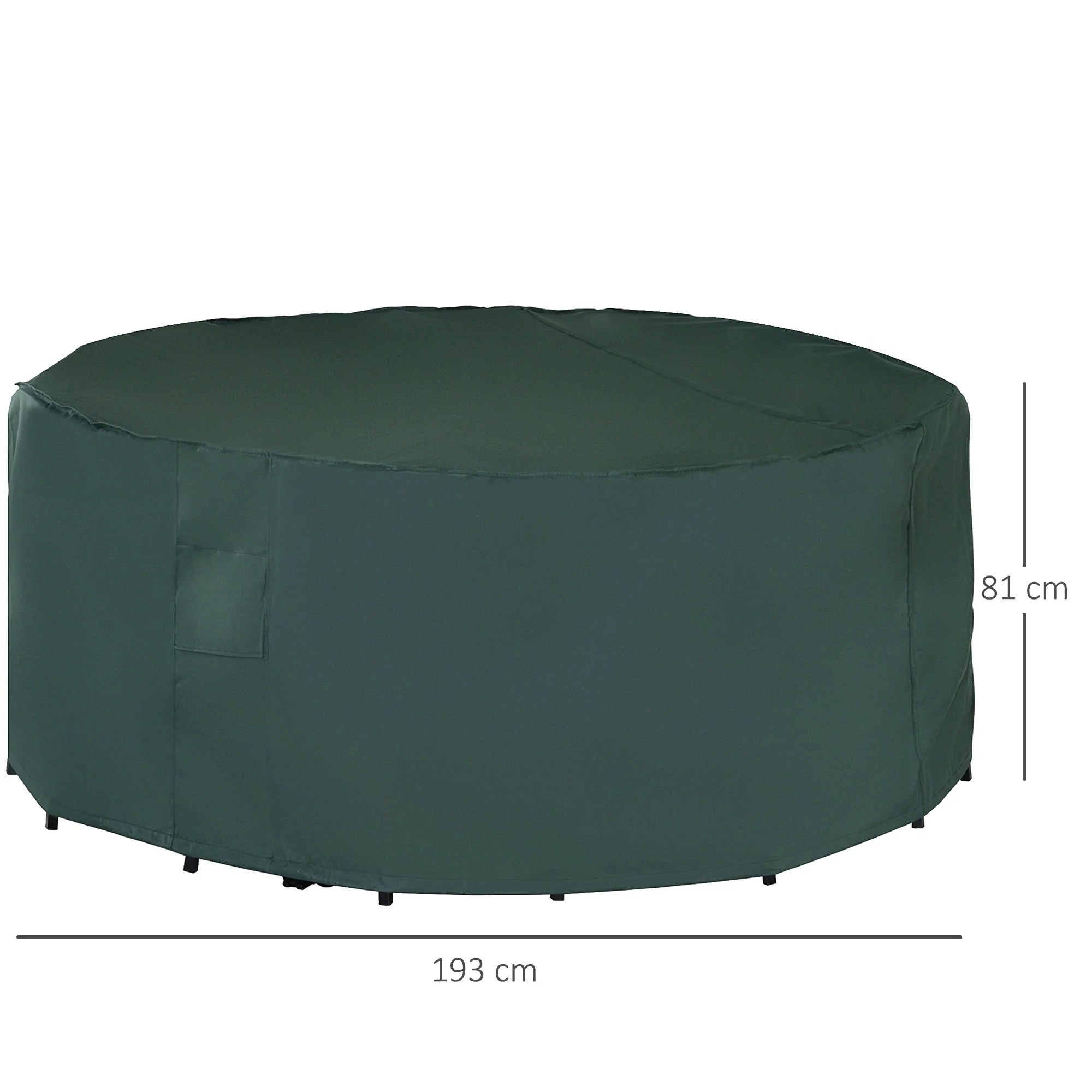 Outsunny Pvc Coated Large Round 600D Waterproof Outdoor Furniture Cover Green - Image 3