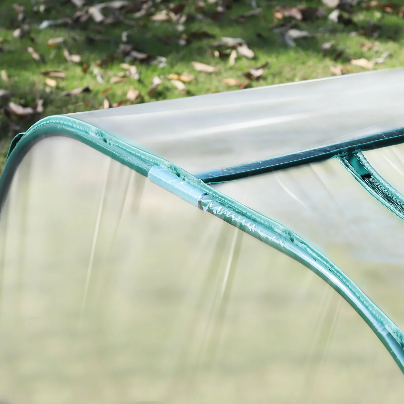 Outsunny Pvc Tunnel Greenhouse Green Grow House Steel Frame For Garden Backyard With Zipper Doors 395X100X80 cm Clear - Image 8