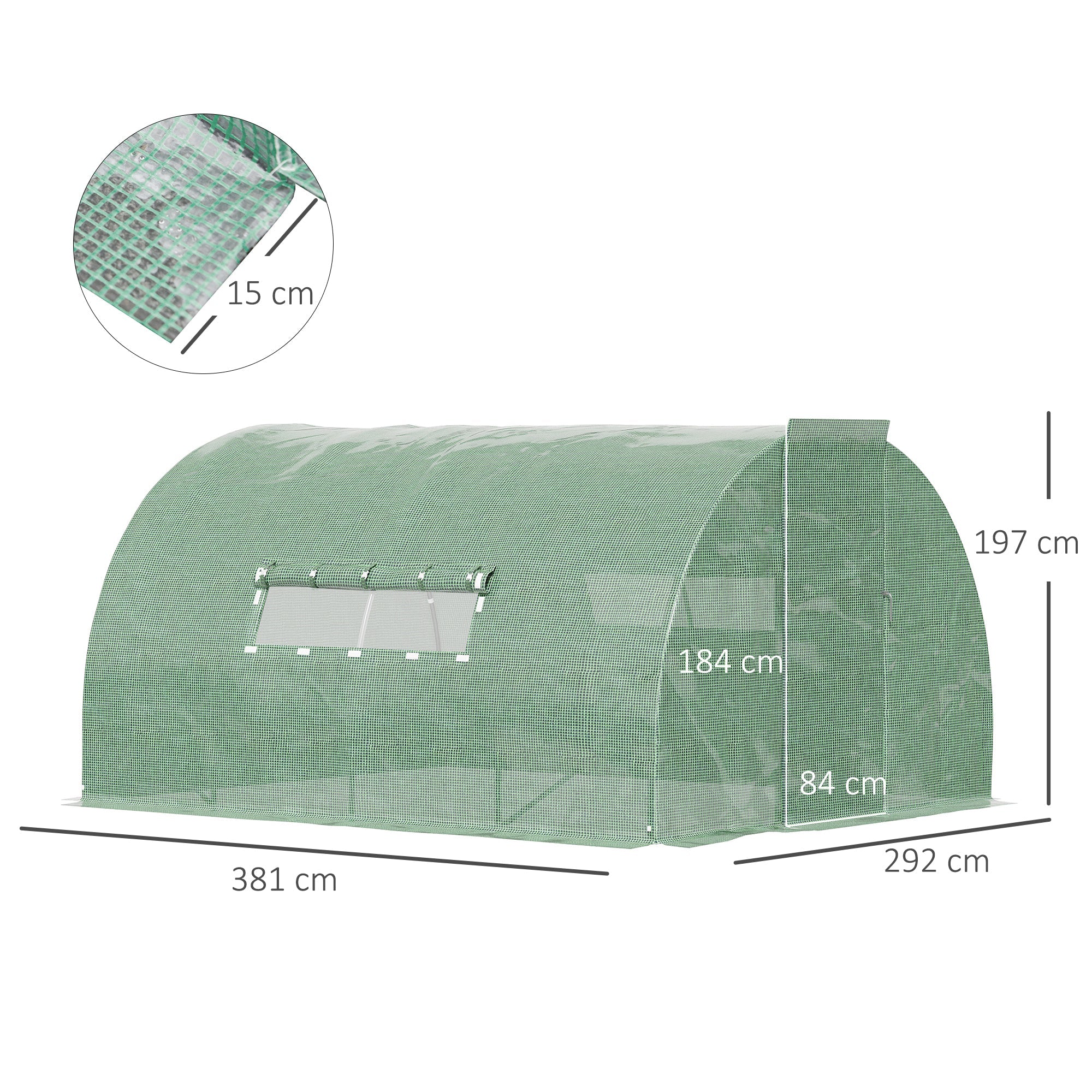 Outsunny Reinforced Walk In Polytunnel Greenhouse 4X3X2 M - Image 3