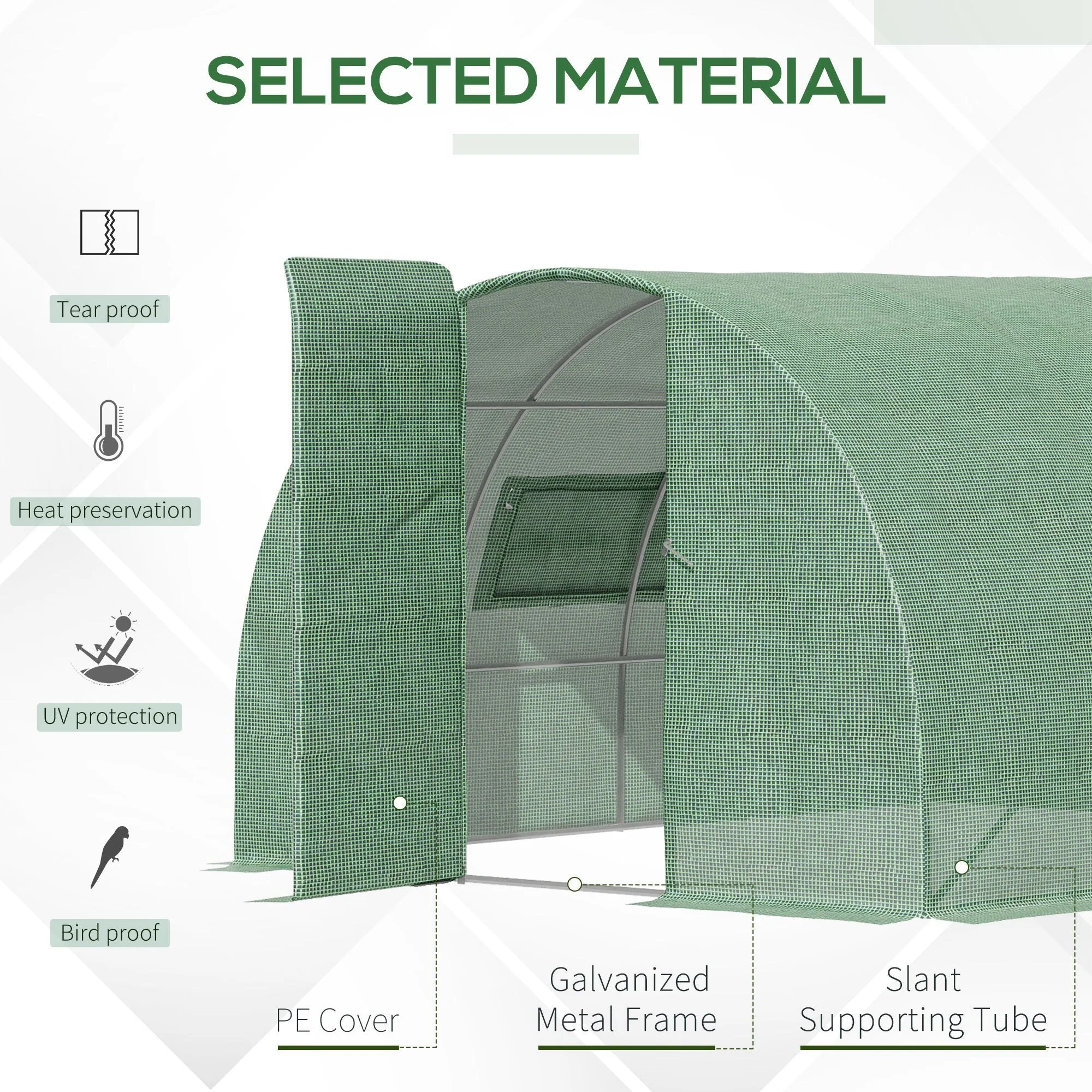 Outsunny Reinforced Walk In Polytunnel Greenhouse 4X3X2 M - Image 4