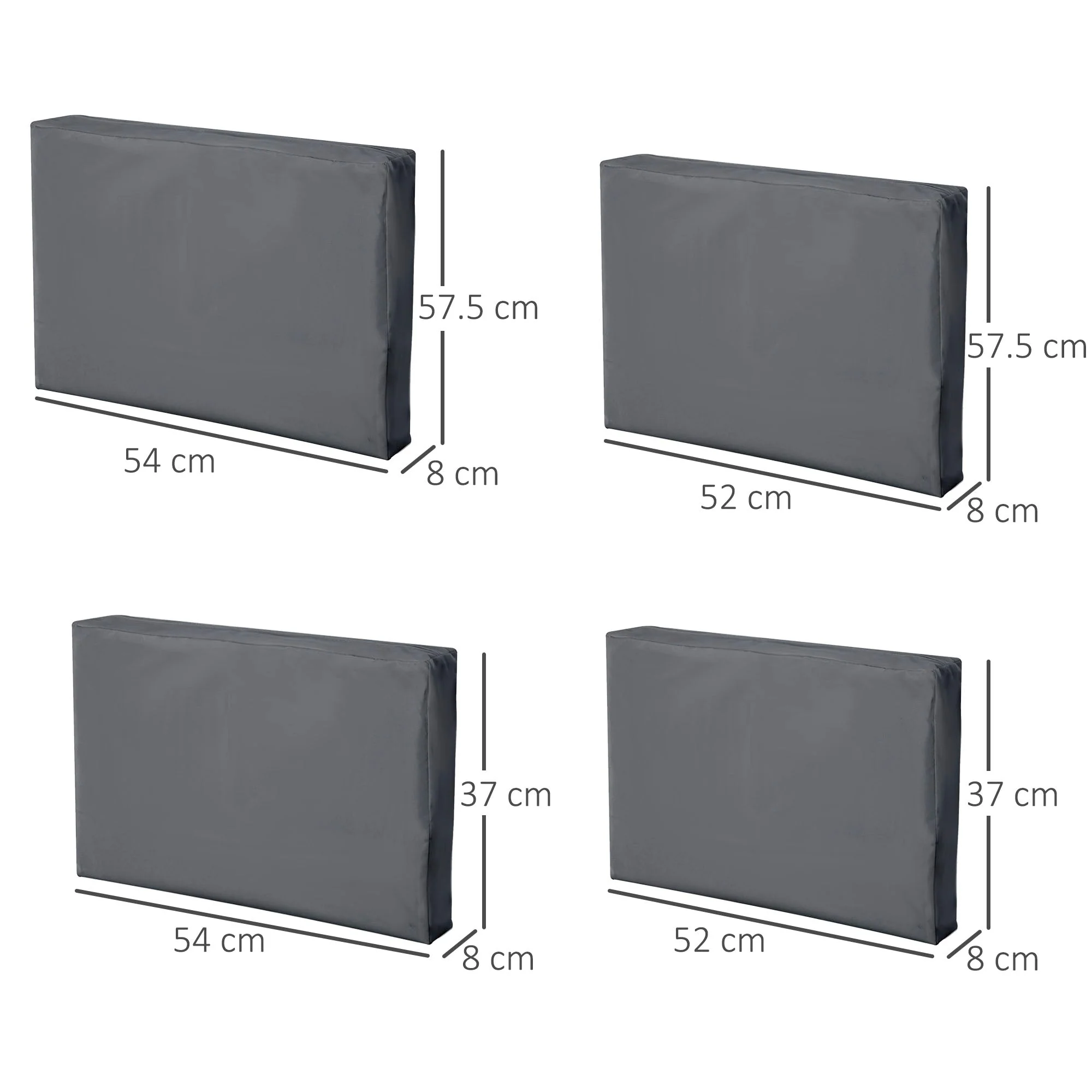 Outsunny Replacement Cushion Cover Garden Rattan Patio Furniture Seat Cover Polyester Outdoor Deep Grey- No Cushion Included - Image 3