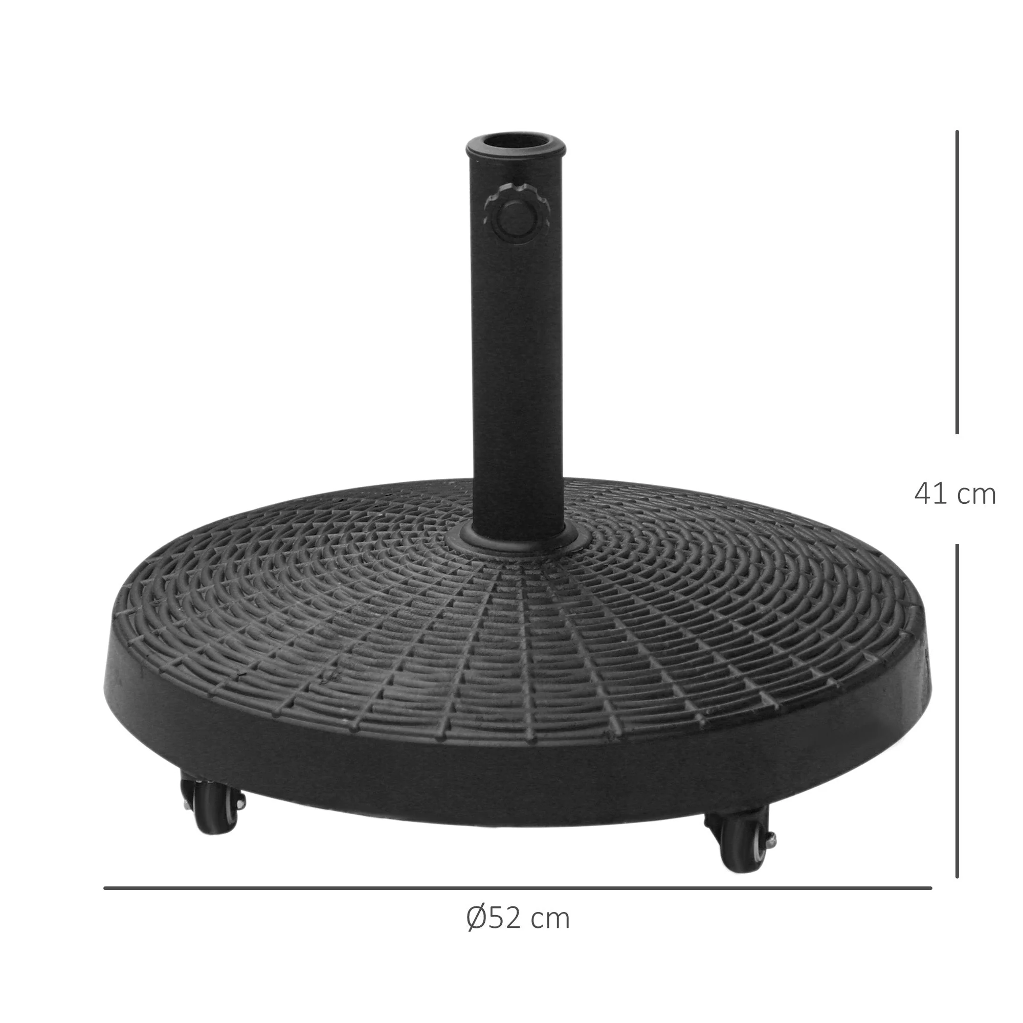 Outsunny Resin Patio Umbrella Base on Wheels Parasol Stand W/Wheels-Black - Image 2