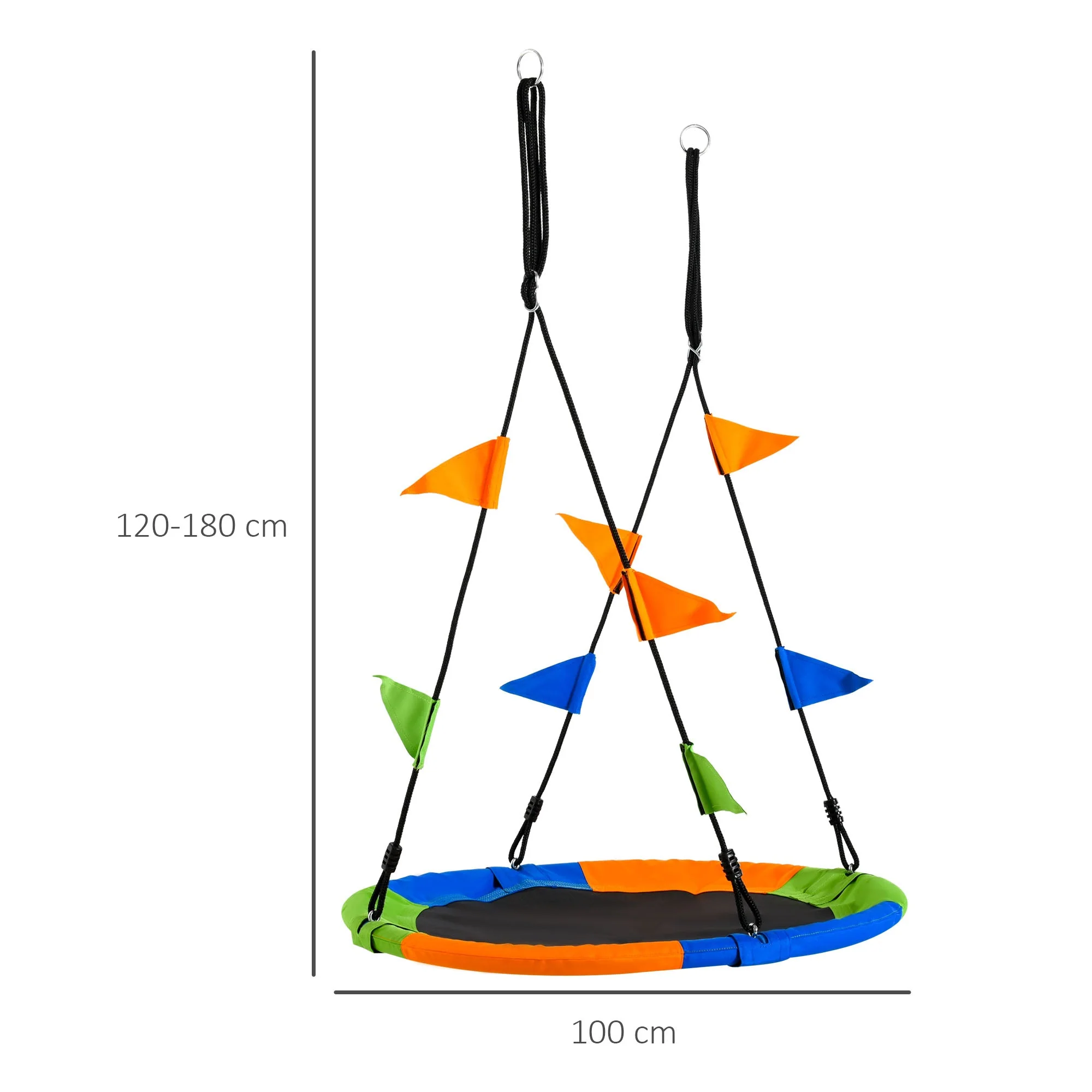 Outsunny Saucer Tree Kids Swing Set with Adjustable Rope Waterproof Seat Steel Frame Backyard - Image 2