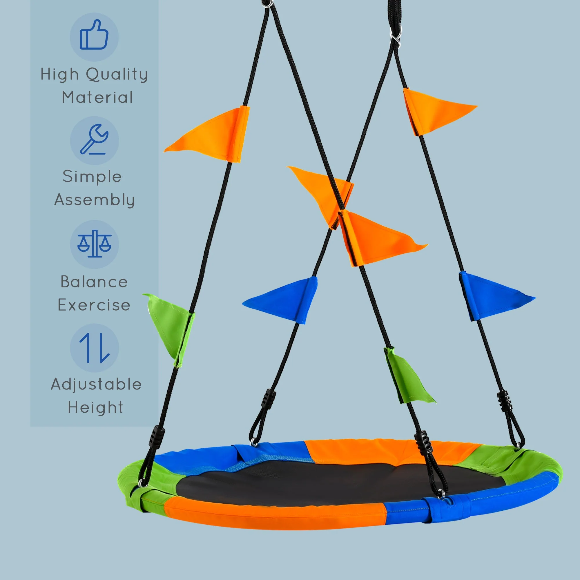 Outsunny Saucer Tree Kids Swing Set with Adjustable Rope Waterproof Seat Steel Frame Backyard - Image 4