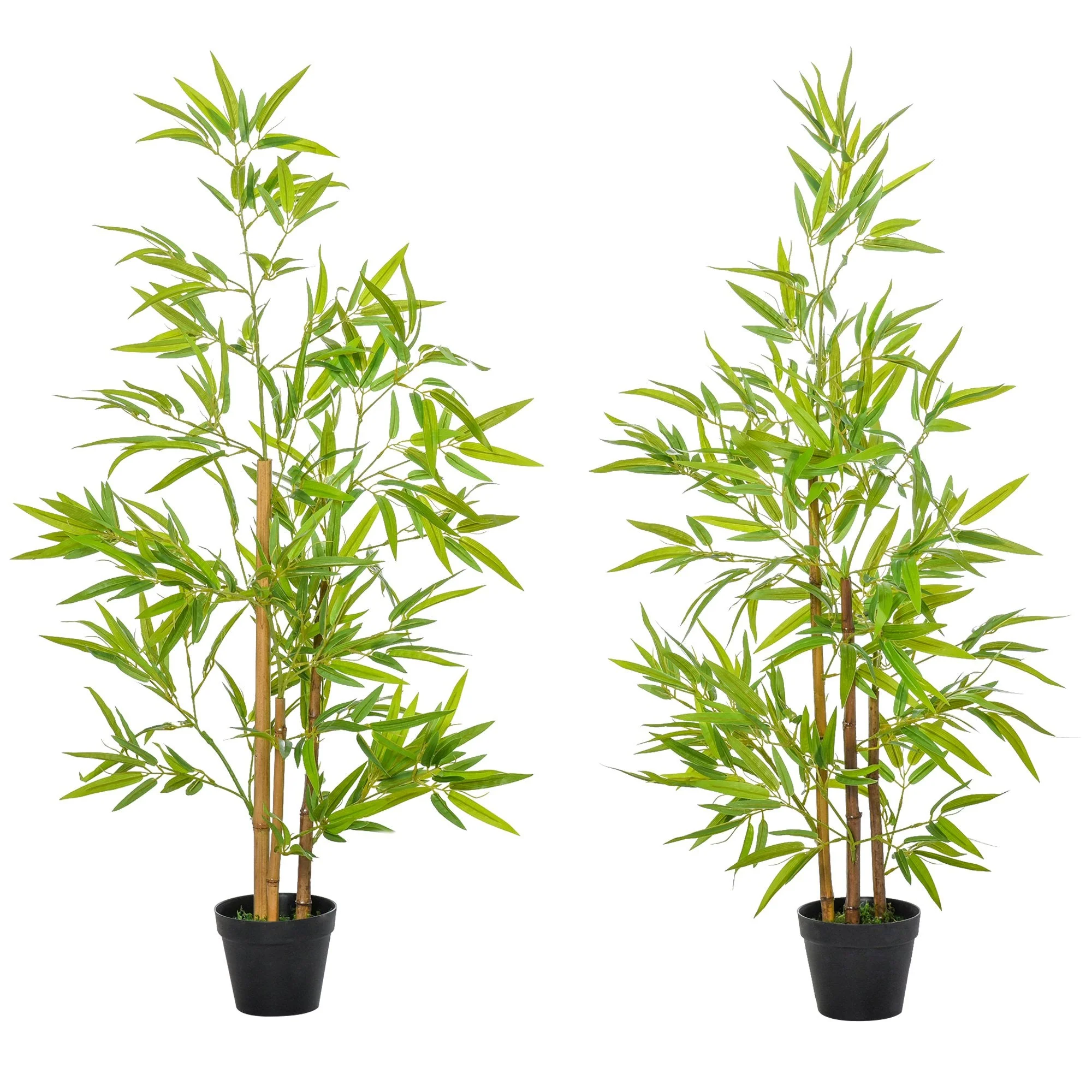 Outsunny Set Of 2 Artificial Bamboo Trees Decorative Plant With Nursery Pot For Indoor Outdoor Dcor 120cm - Image 2