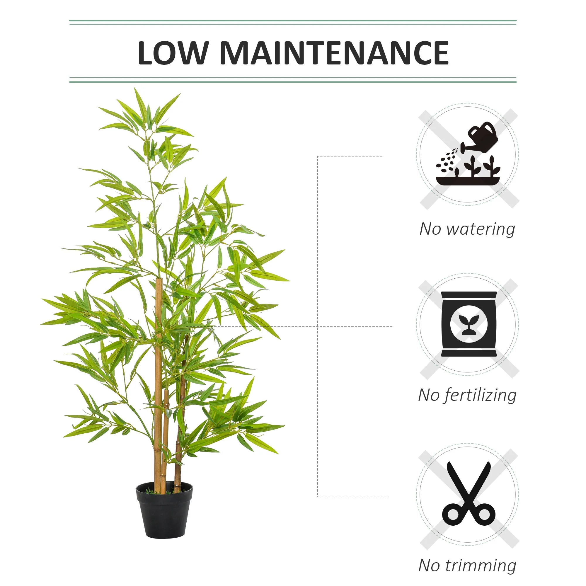 Outsunny Set Of 2 Artificial Bamboo Trees Decorative Plant With Nursery Pot For Indoor Outdoor Dcor 120cm - Image 5