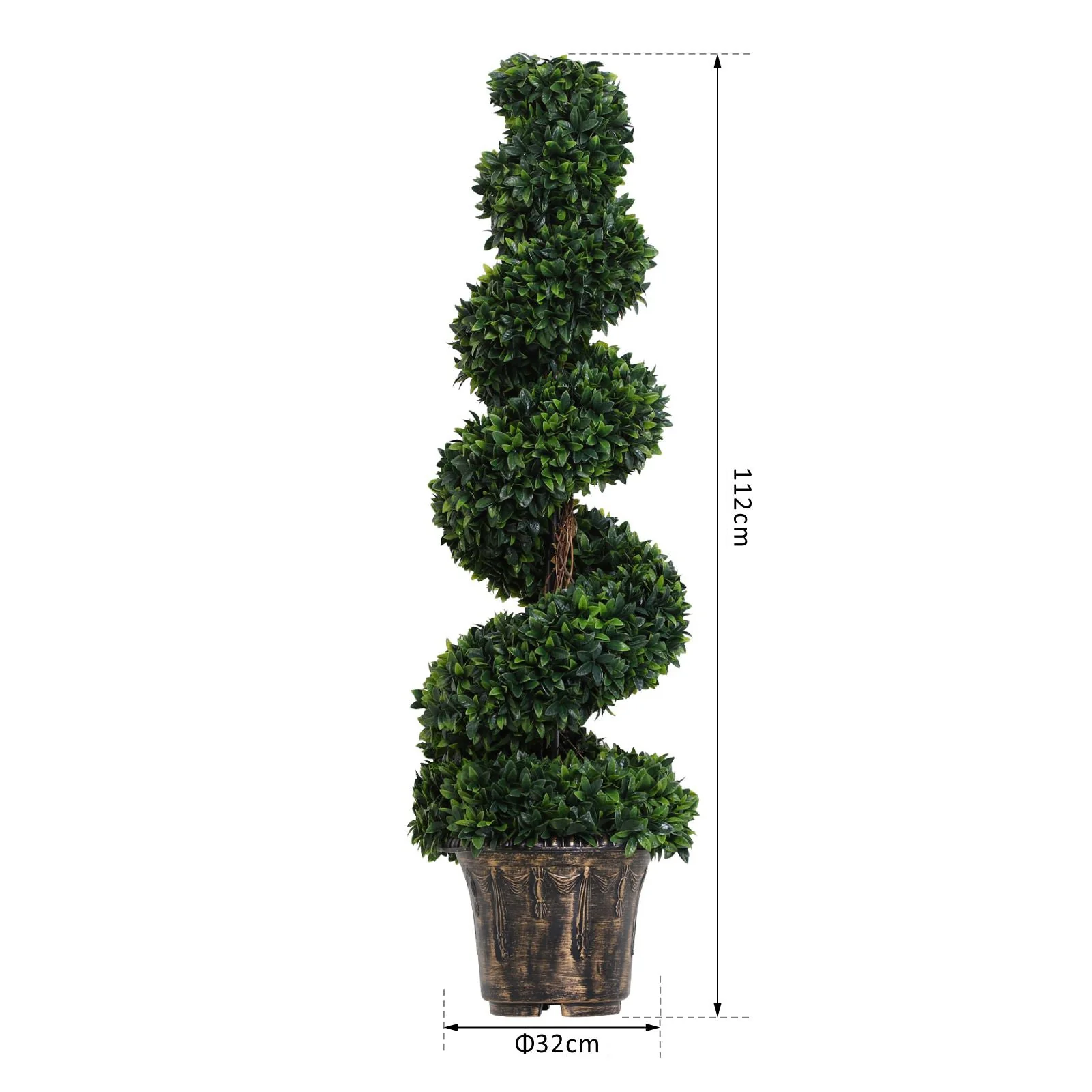 Outsunny Set of 2 Artificial Spiral Topiary Plant - Image 3