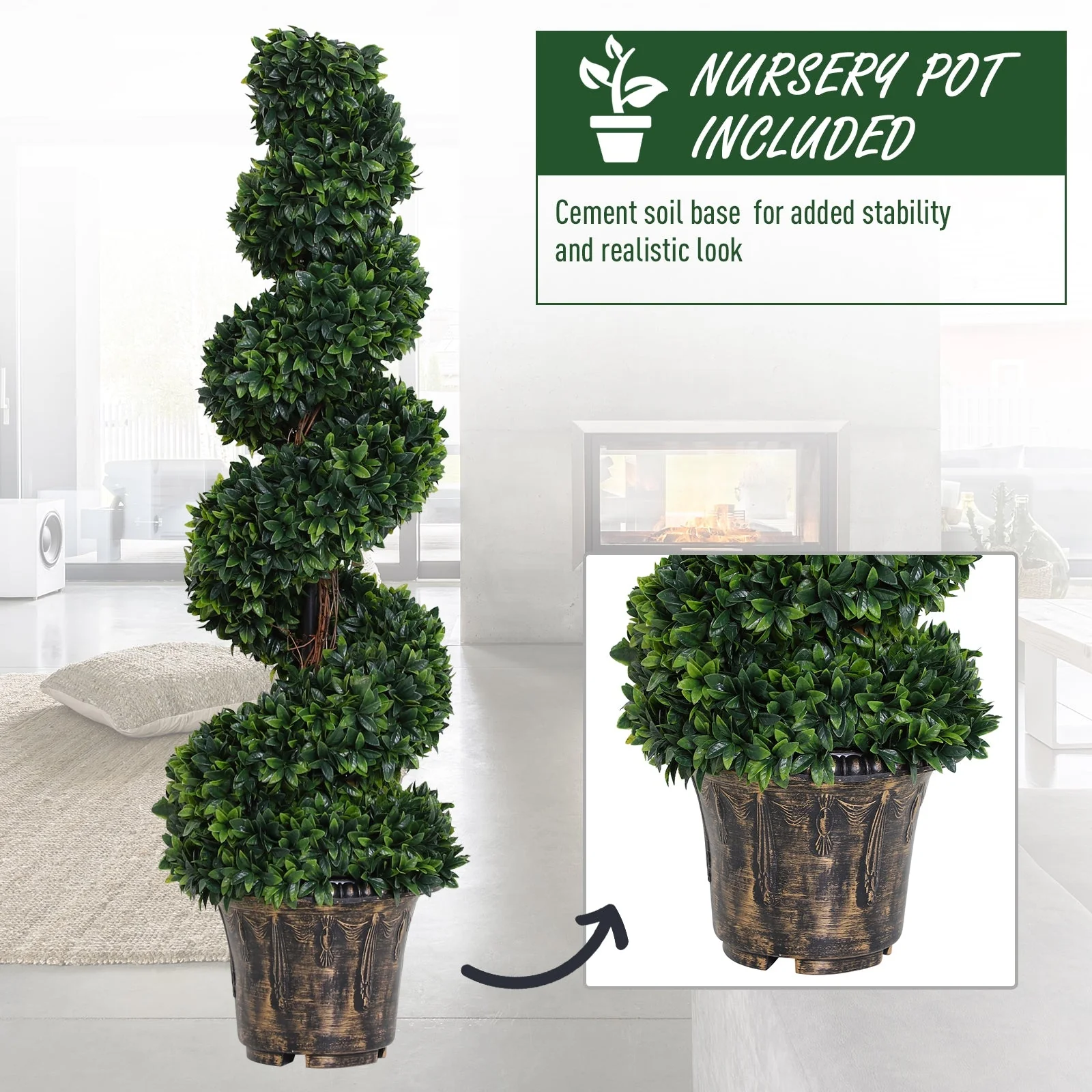 Outsunny Set of 2 Artificial Spiral Topiary Plant - Image 5