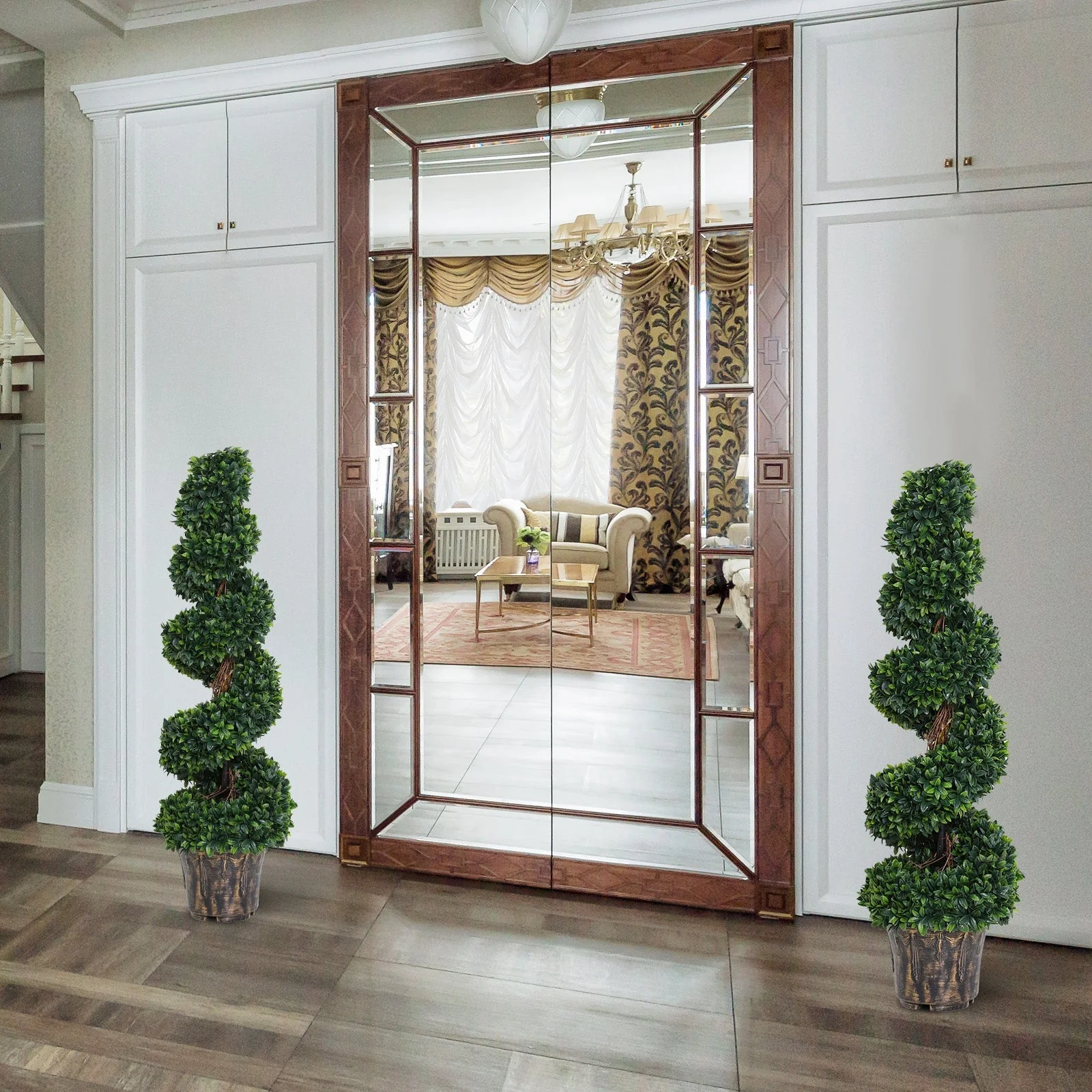 Outsunny Set of 2 Artificial Spiral Topiary Plant - Image 9