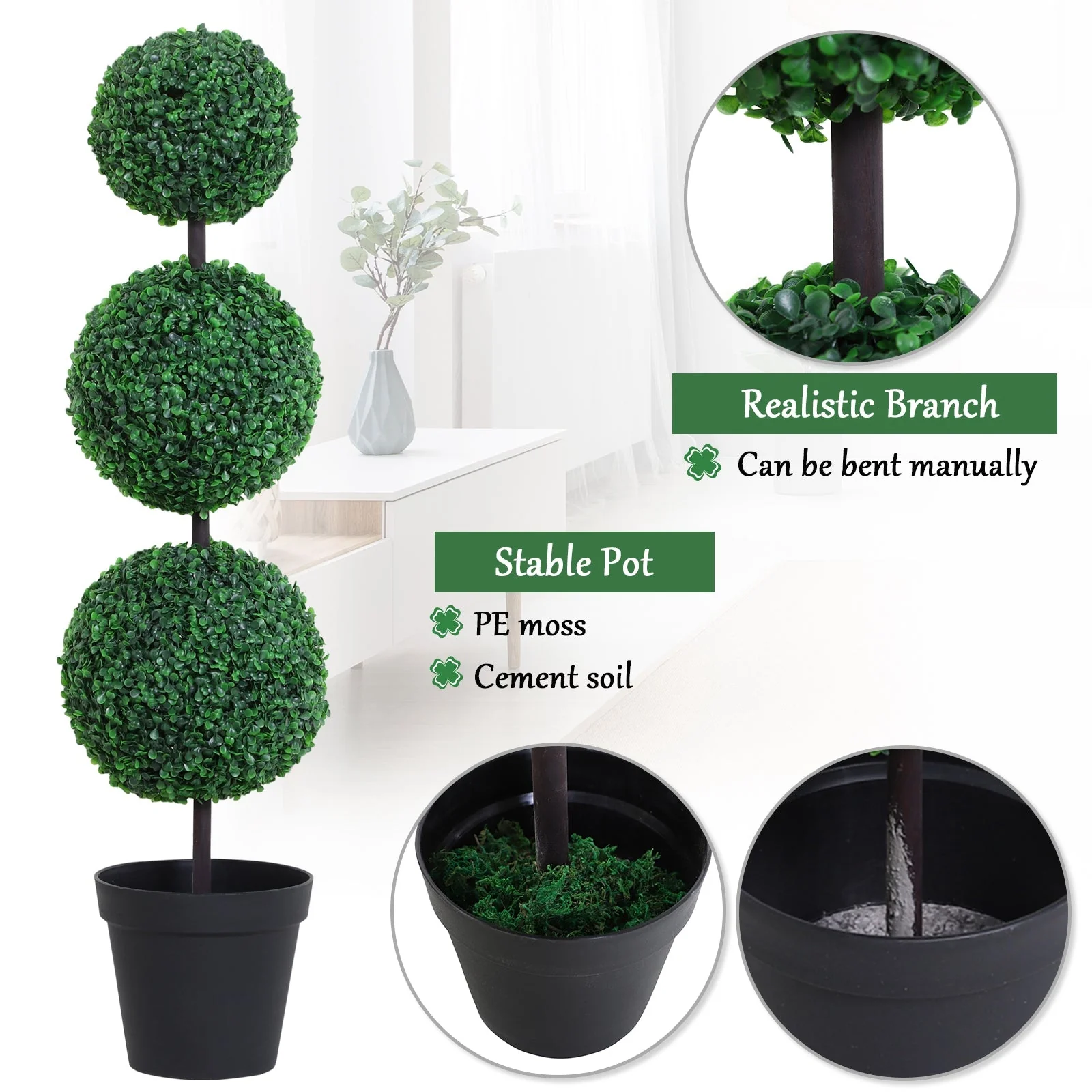 Outsunny Set Of 2 Artificial Topiary Trees With Pot - Image 5
