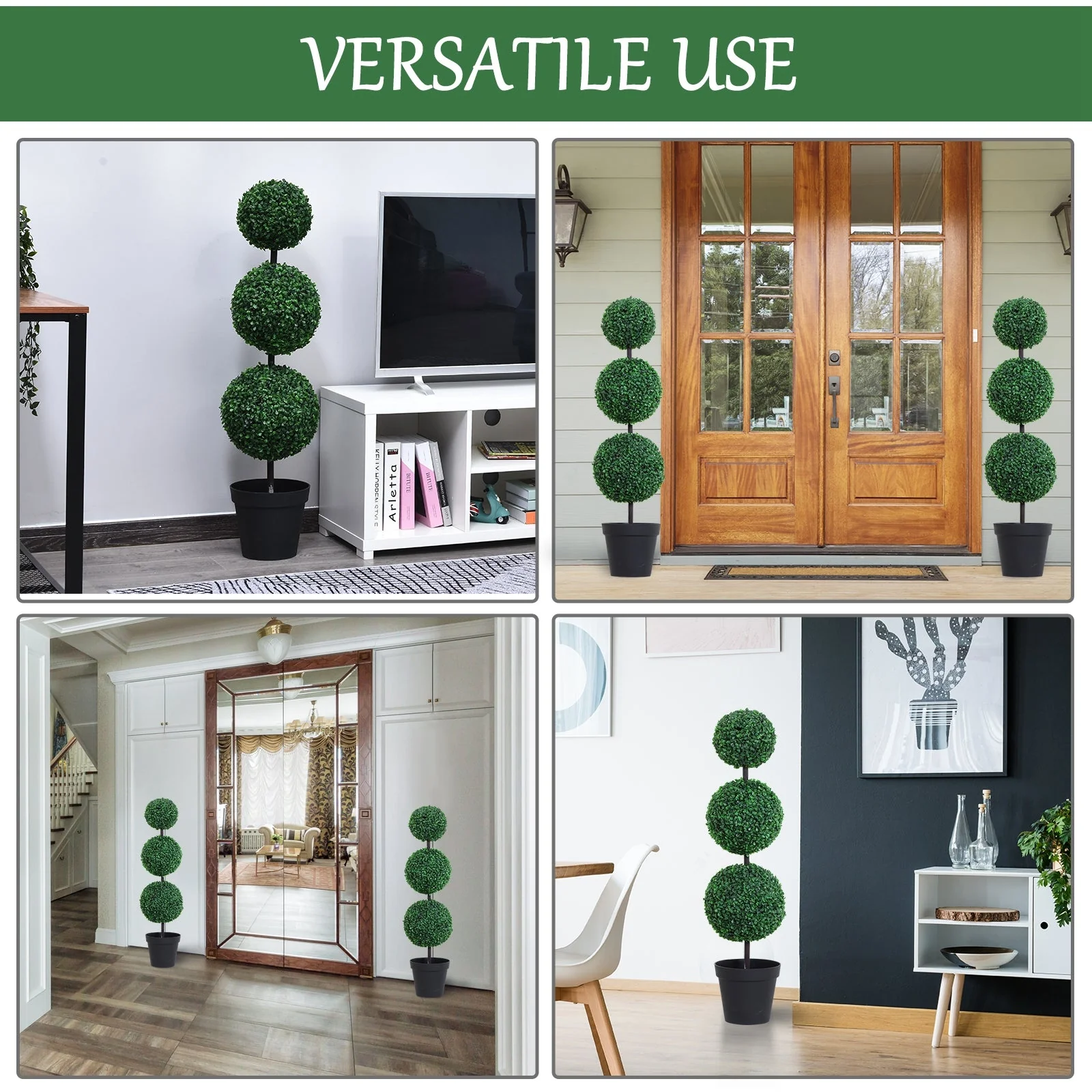 Outsunny Set Of 2 Artificial Topiary Trees With Pot - Image 6