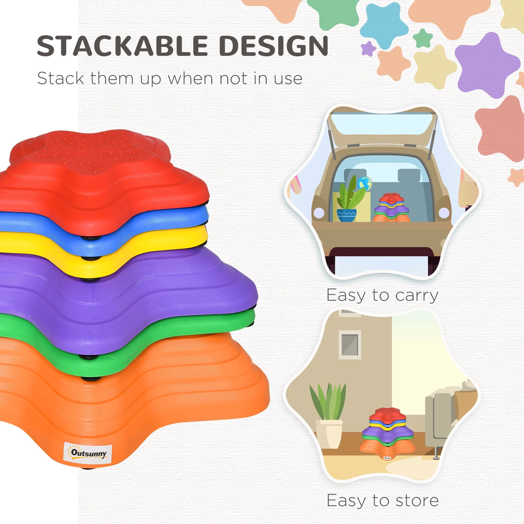 Outsunny Six-Piece Kids Balance Stepping Stones - Image 4