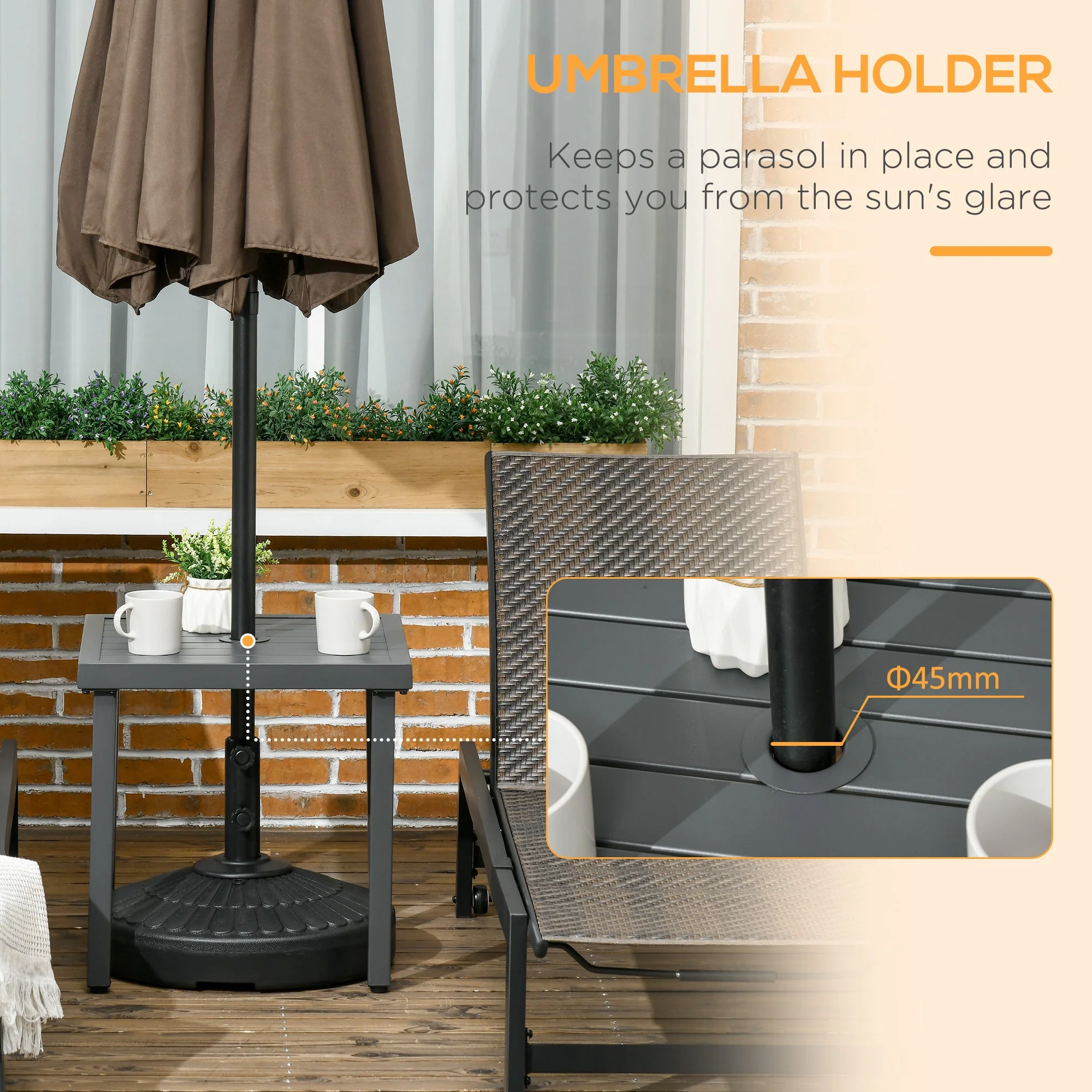 Outsunny Steel Garden Side Table - Image 3