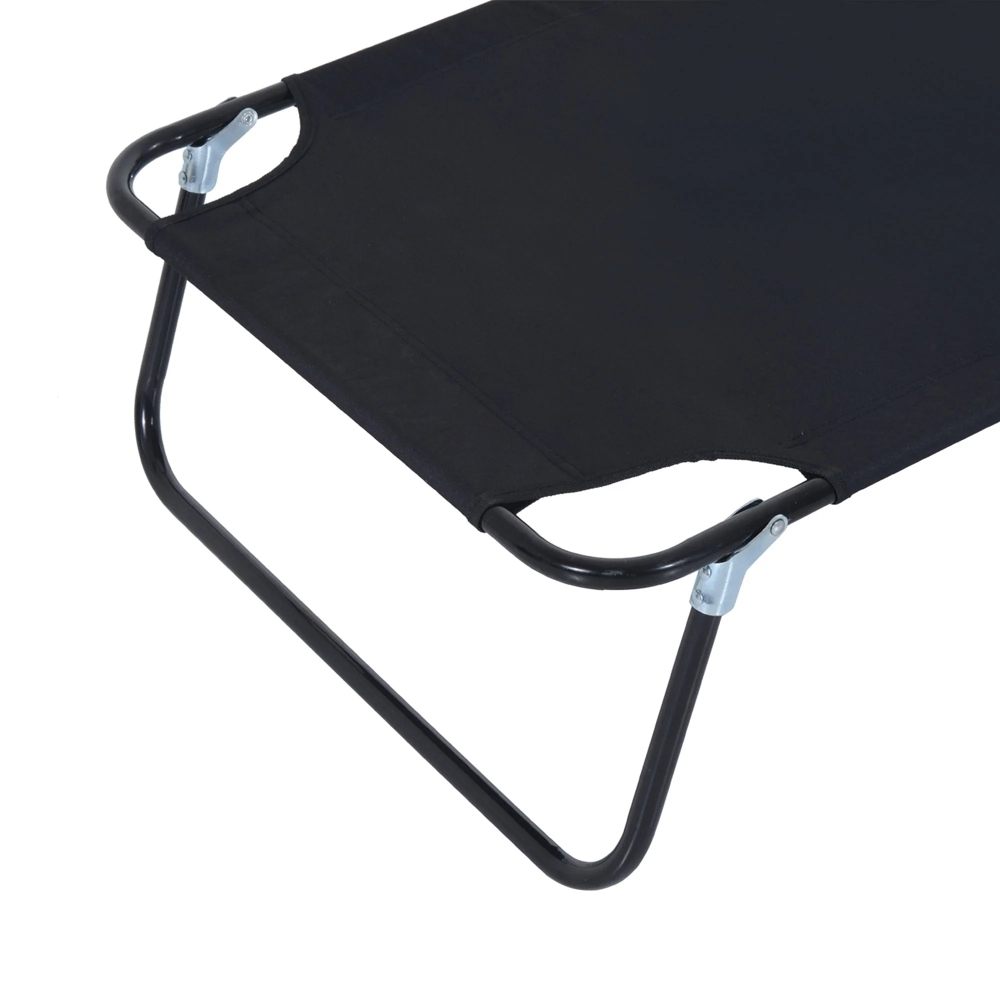 Outsunny Sun Lounger Foldable Reclining Chair with Pillow and Reading Hole Garden Beach Outdoor Recliner Adjustable Black - Image 7