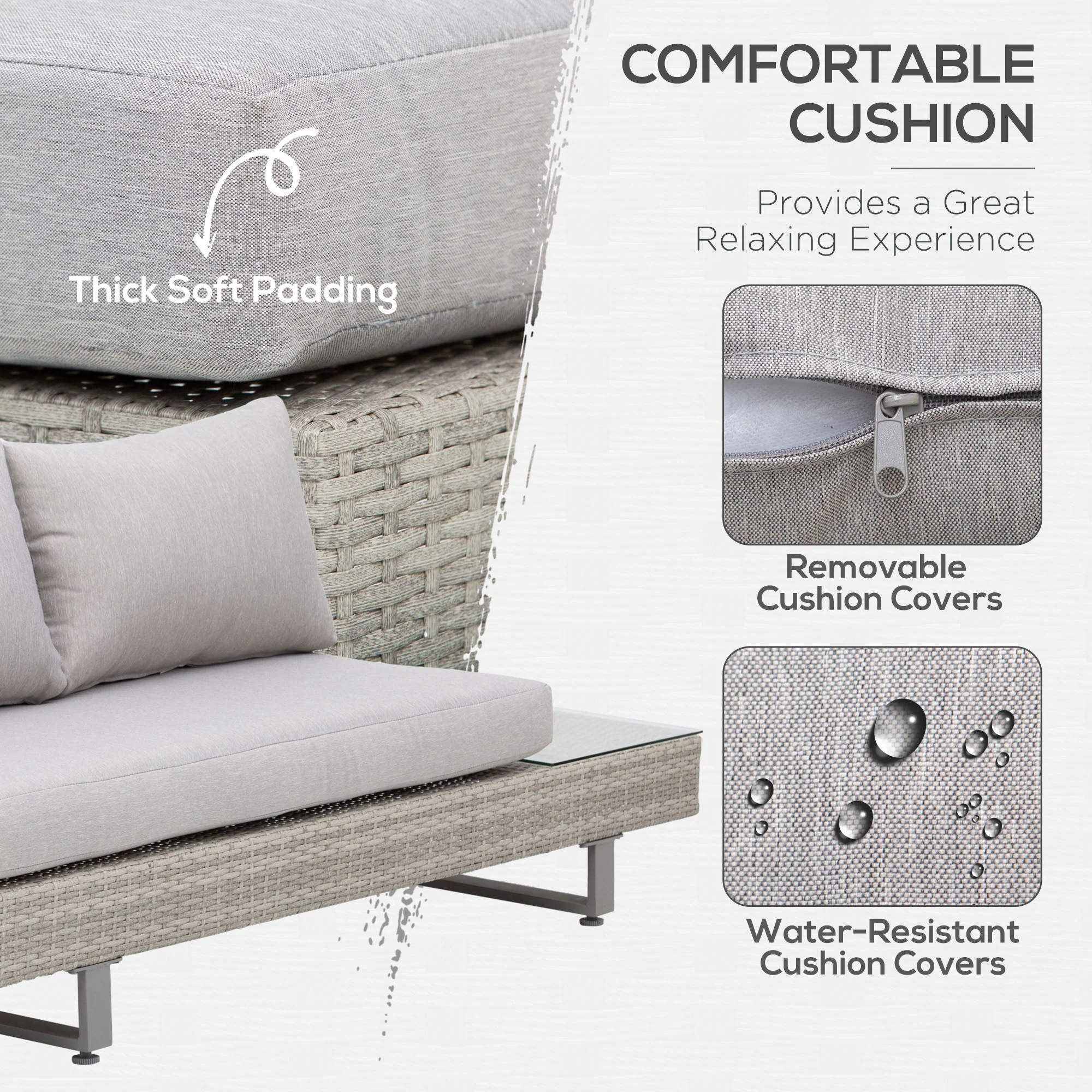 Three-Piece Corner Rattan Set With Glass Tables - Image 5
