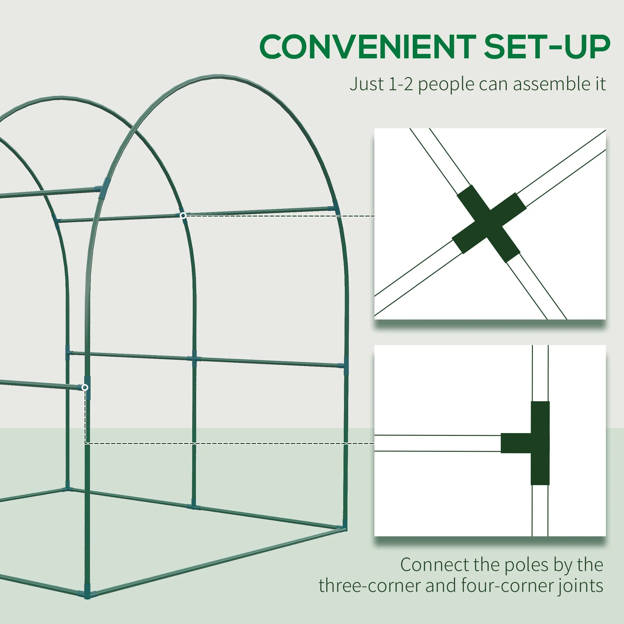 Outsunny Walk In Polytunnel Greenhouse Green House For Garden With Roll-Up Window And Door 1.8 X 1.8 X 2 M Green - Image 7