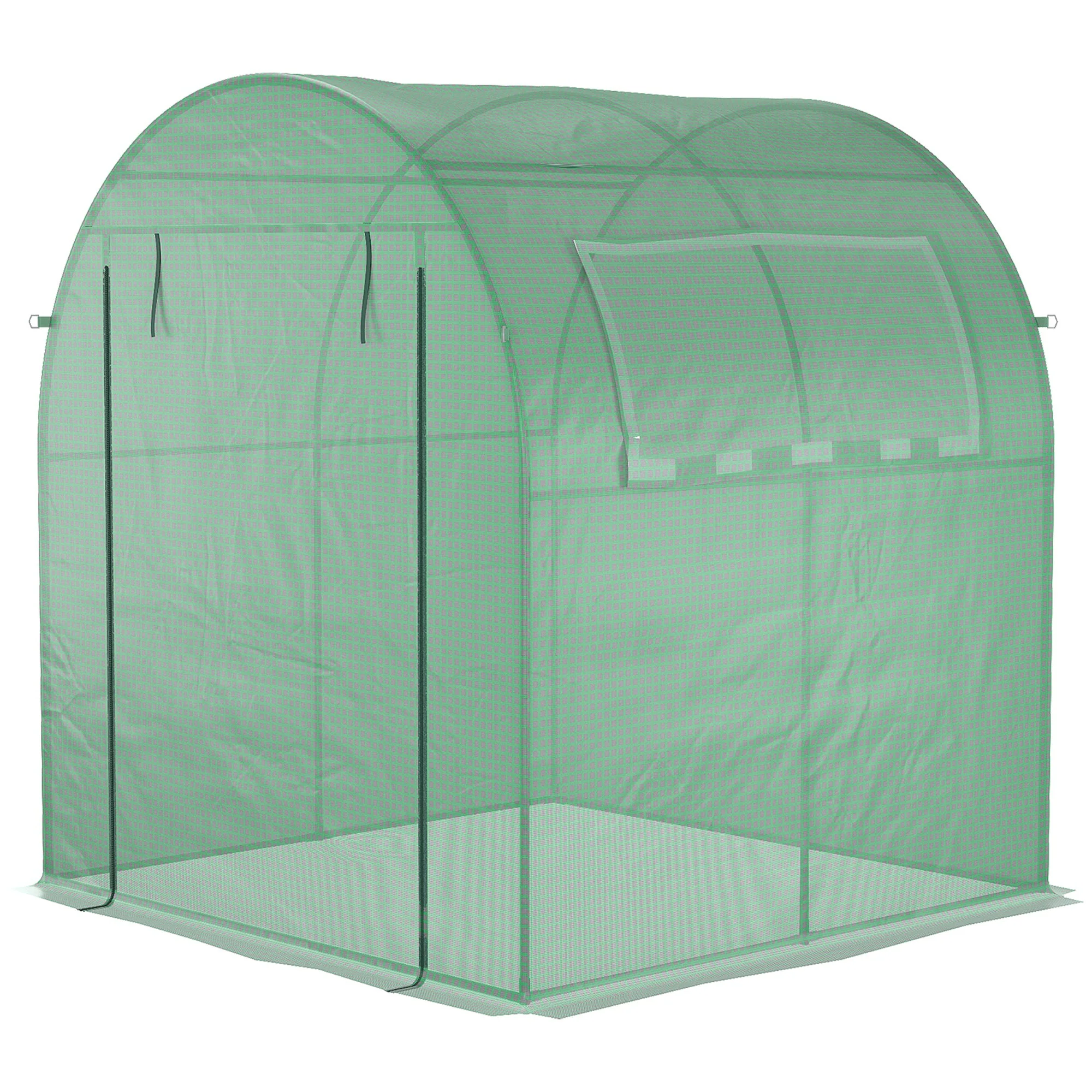 Outsunny Walk In Polytunnel Greenhouse Green House For Garden With Roll-Up Window And Door 1.8 X 1.8 X 2 M Green - Image 8